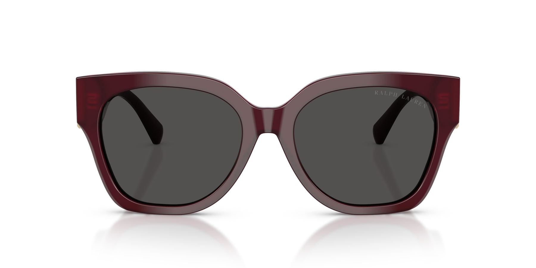 Sunglasses Ralph Lauren The Overszed Ricky RL 8221 (508387) color bordeaux tinta unita shape butterfly lenses grigio scuro