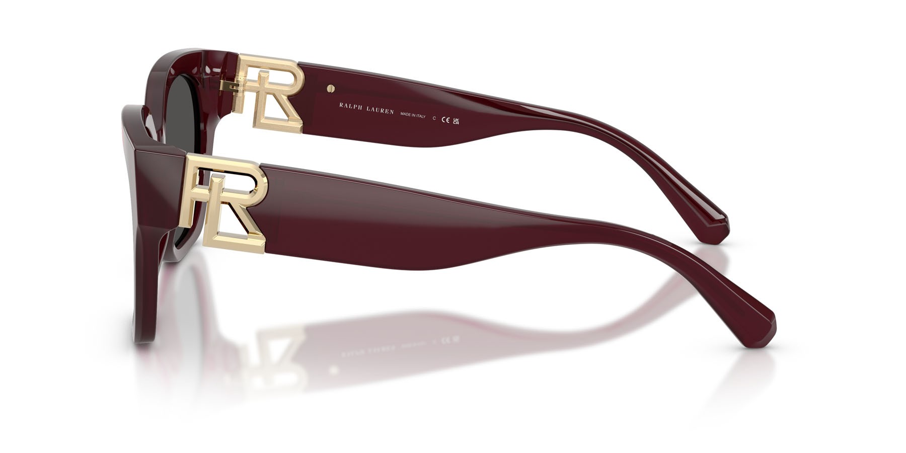 Sunglasses Ralph Lauren The Overszed Ricky RL 8221 (508387) color bordeaux tinta unita shape butterfly lenses grigio scuro
