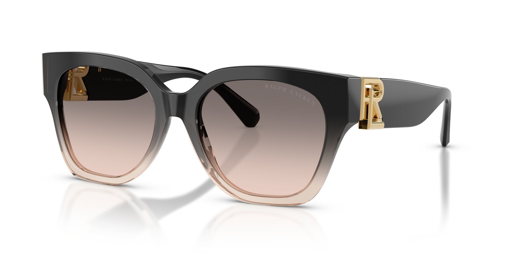Sunglasses Ralph Lauren The Overszed Ricky RL 8221 (60223B) color shiny grad black/transp beige shape butterfly lenses rosa sfumato grigio