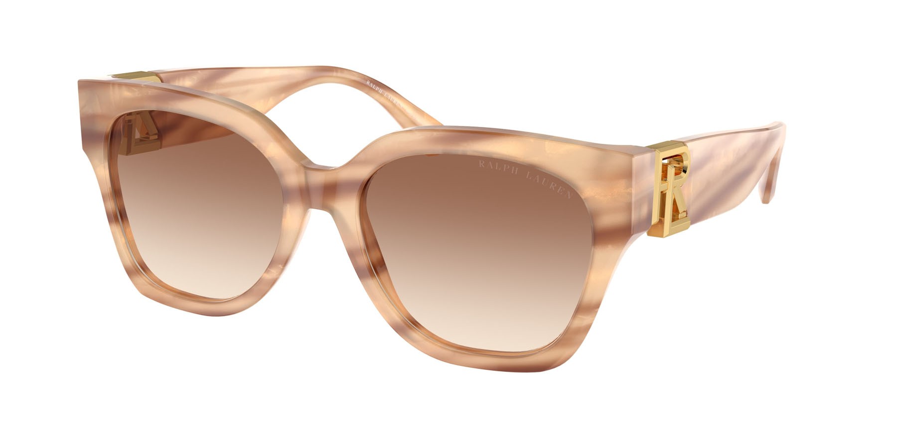 Sunglasses Ralph Lauren The Overszed Ricky RL 8221 (617913) color oystershell brown shape butterfly lenses marrone sfumato