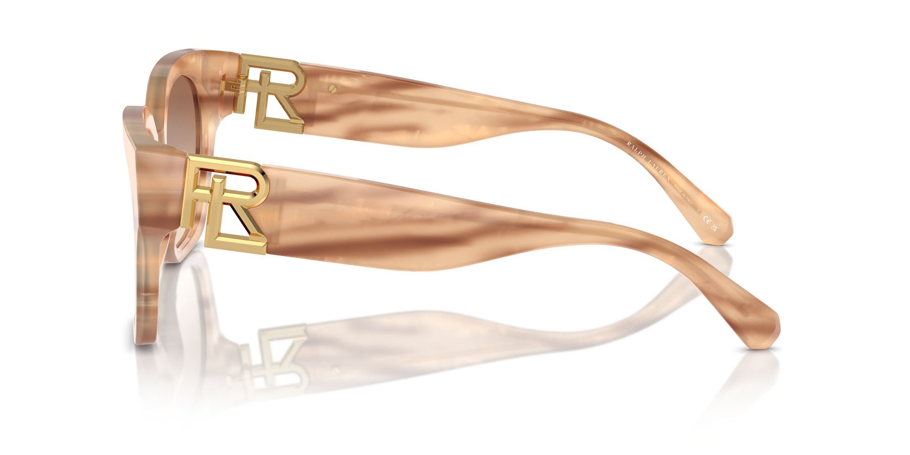 Sunglasses Ralph Lauren The Overszed Ricky RL 8221 (617913) color oystershell brown shape butterfly lenses marrone sfumato