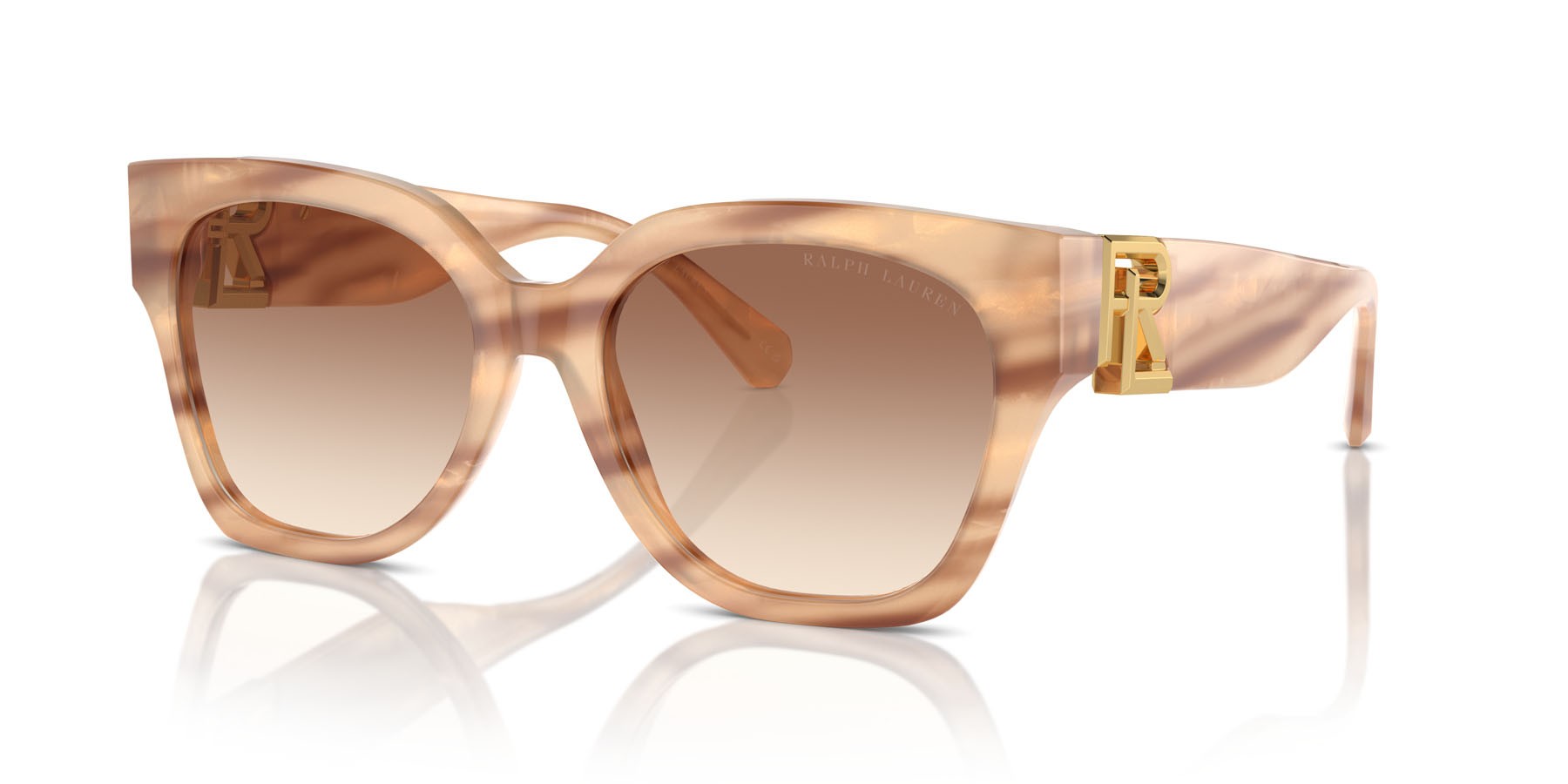 Sunglasses Ralph Lauren The Overszed Ricky RL 8221 (617913) color oystershell brown shape butterfly lenses marrone sfumato