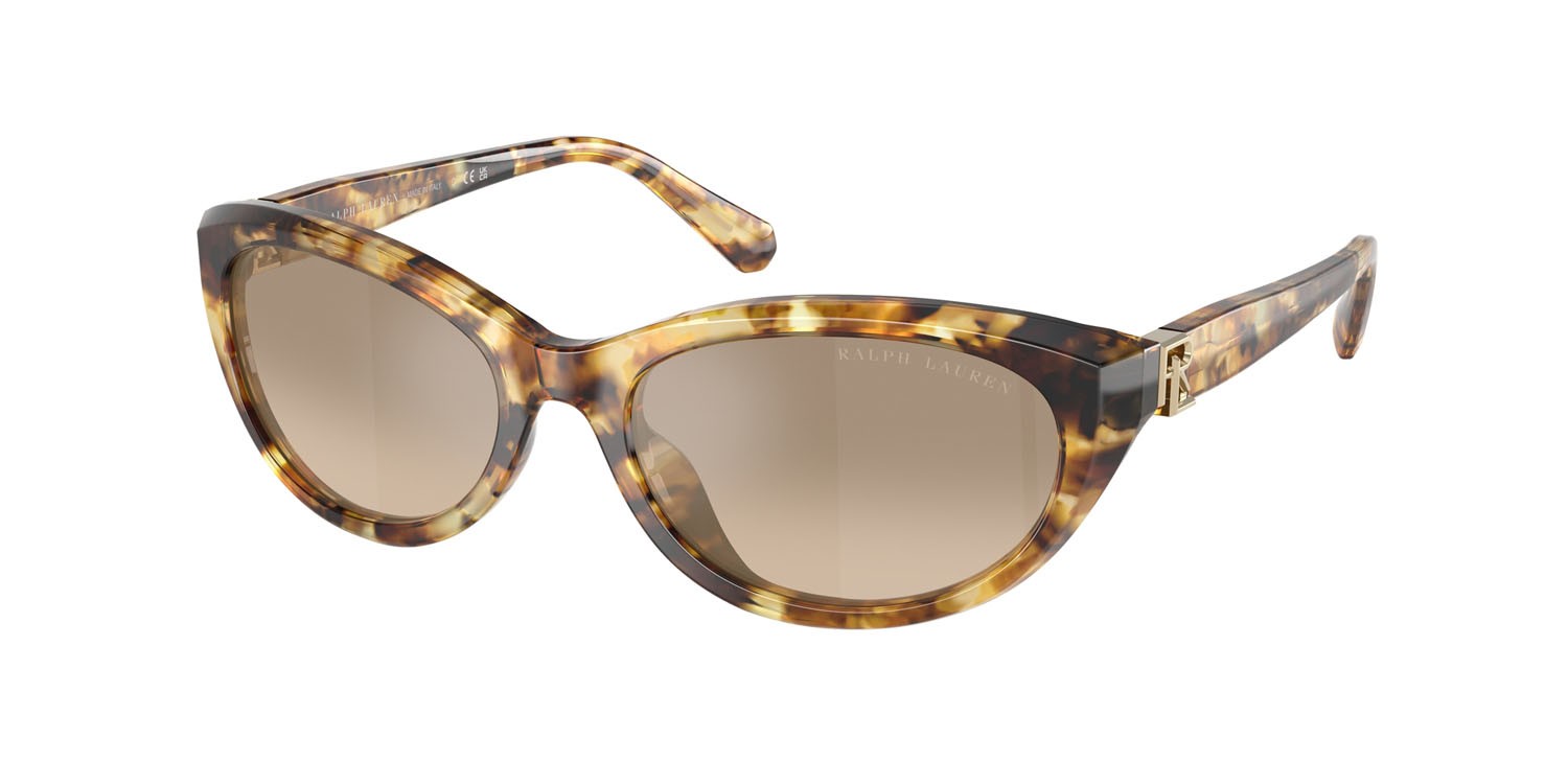 Sunglasses Ralph Lauren RL 8226U (60566Y) color havana shape oval lenses marrone sfumato grigio specchiata oro