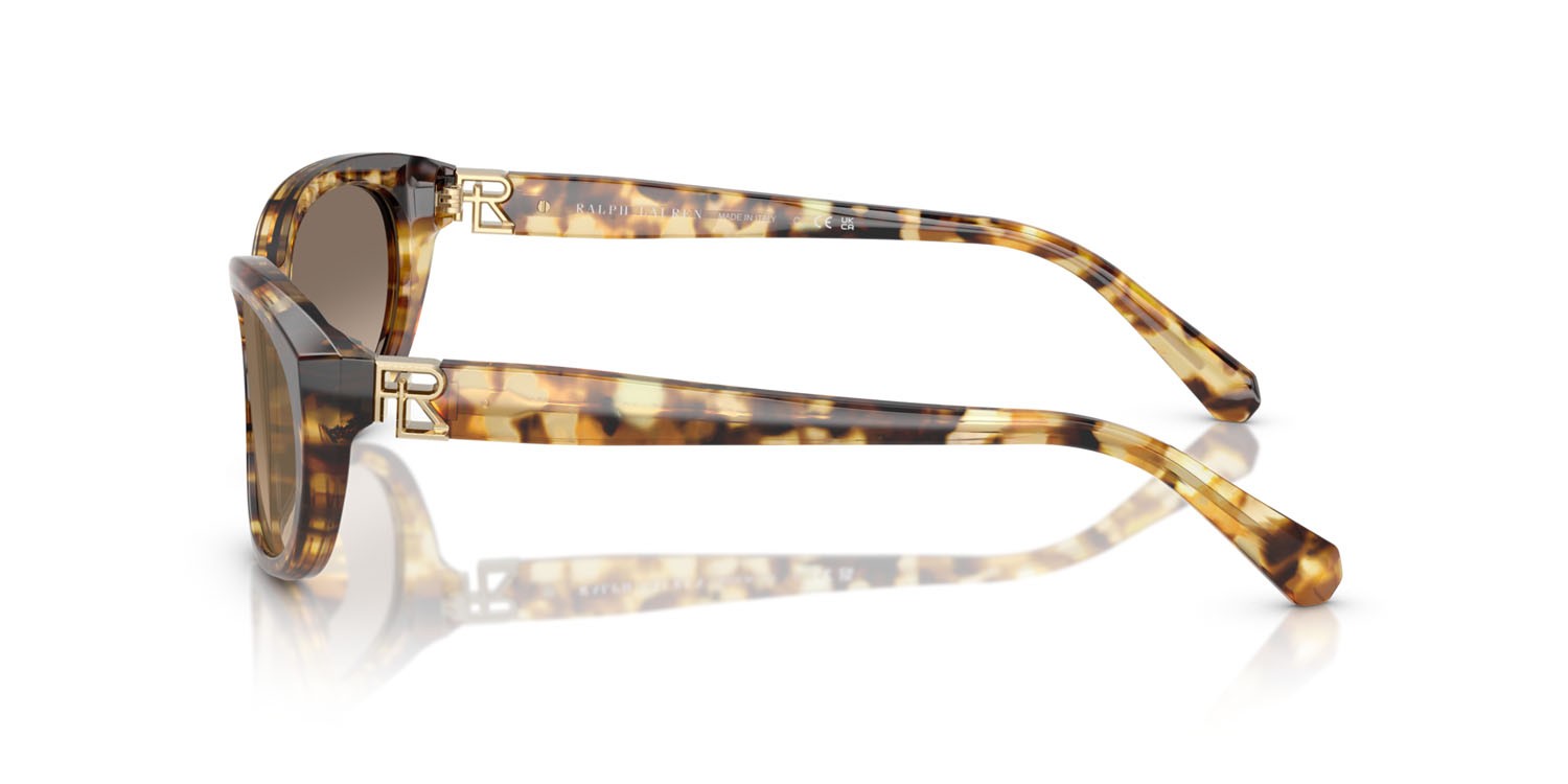 Sunglasses Ralph Lauren RL 8226U (60566Y) color havana shape oval lenses marrone sfumato grigio specchiata oro