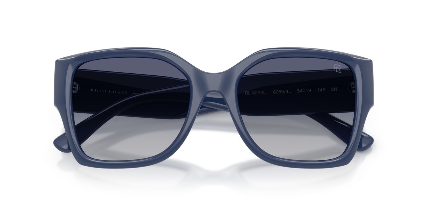 Sunglasses Ralph Lauren RL 8230U (62804L) color blu lucido shape square lenses blu sfumato
