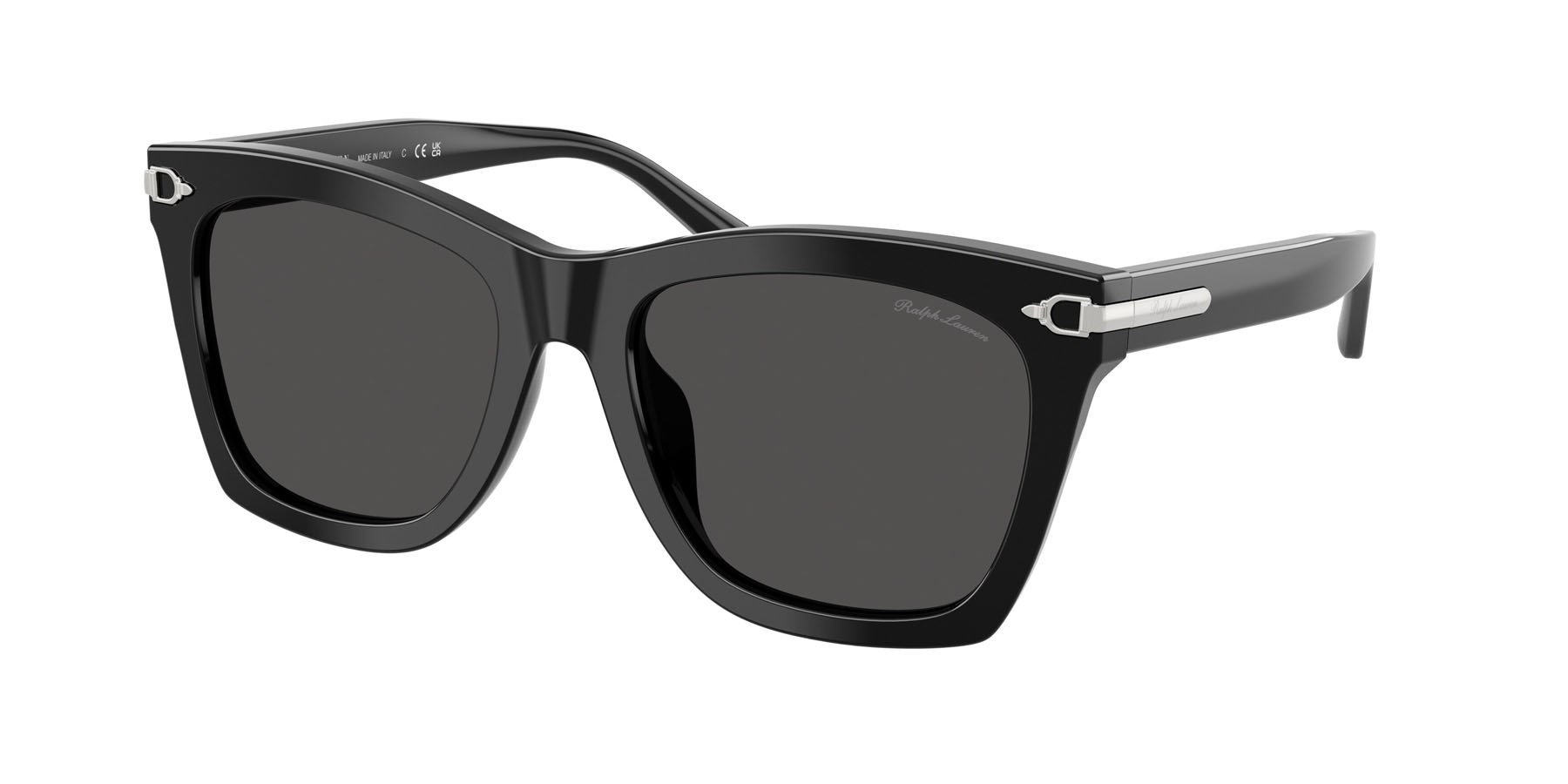 Sunglasses Ralph Lauren RL 8235U (500187) color nero lucido shape square lenses grigio scuro