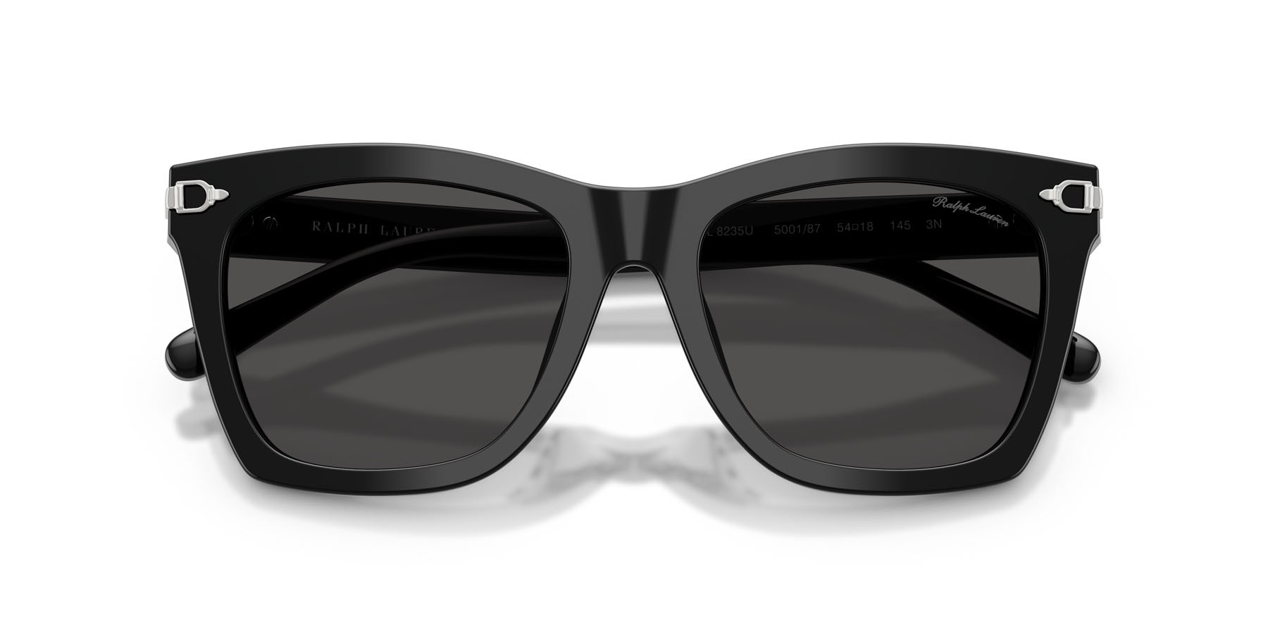 Sunglasses Ralph Lauren RL 8235U (500187) color nero lucido shape square lenses grigio scuro