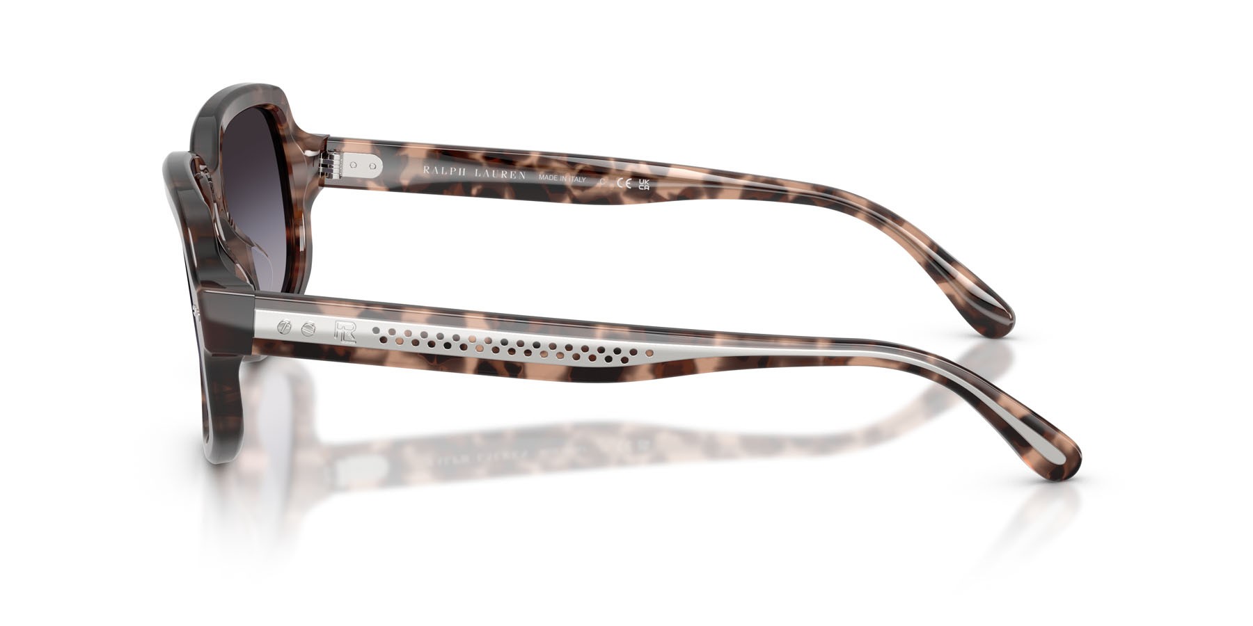 Sunglasses Ralph Lauren RL 8238U (63078G) color marrone/havana rosa bio shape irregular lenses grigio sfumato