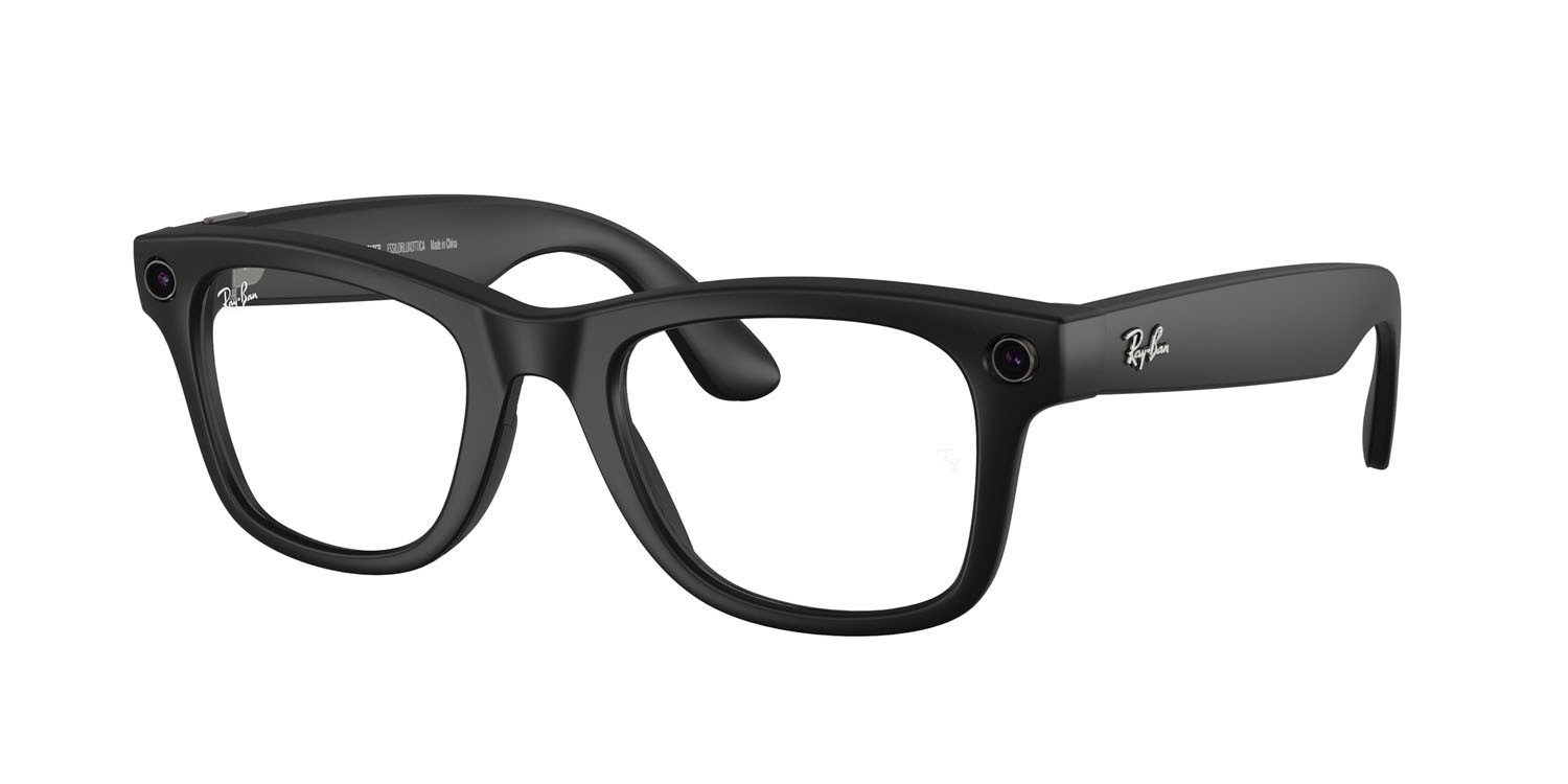 Occhiali da sole Ray-Ban Meta Smart Glasses Wayfarer RW 4006 (601S1M) colore nero forma quadrato lenti trasparente/verde grafite