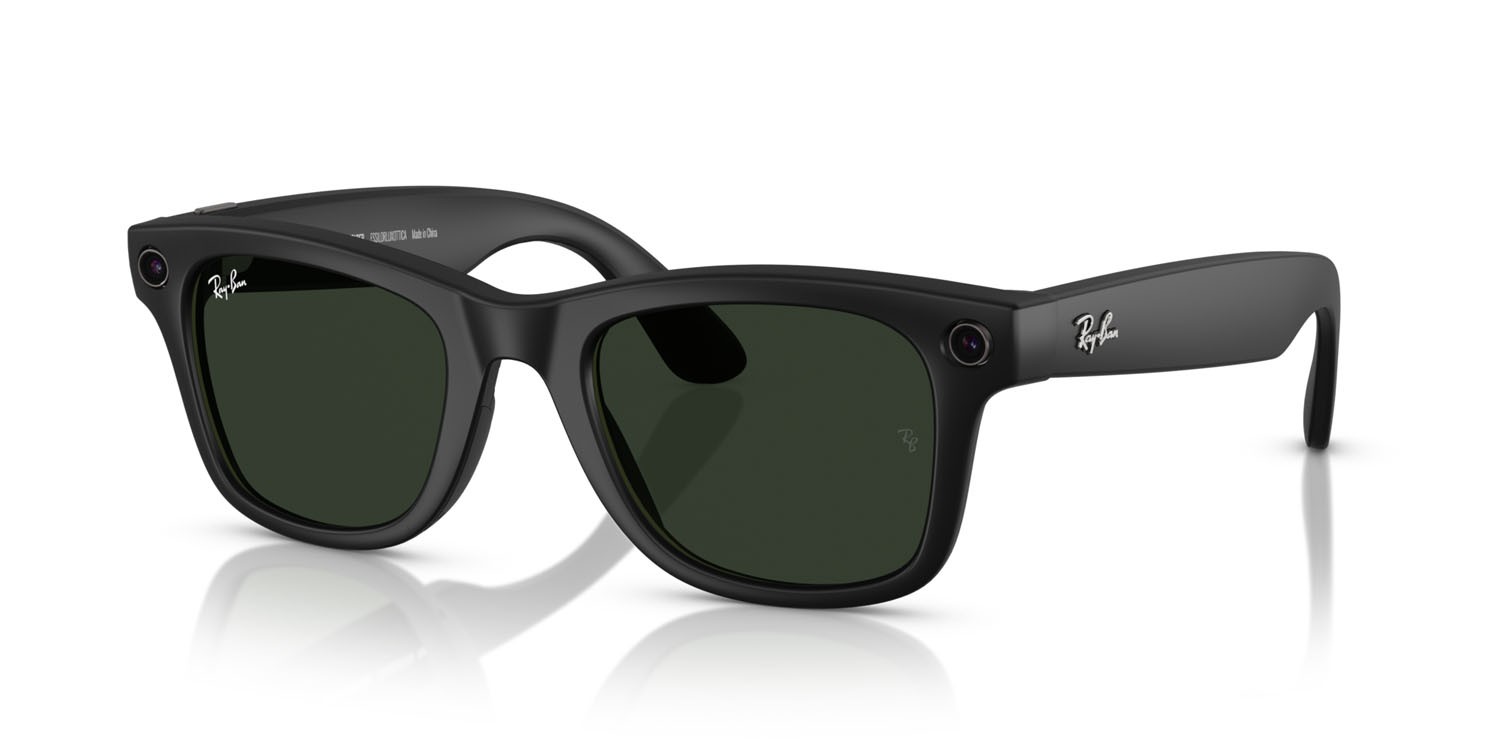 Occhiali da sole Ray-Ban Meta Smart Glasses Wayfarer RW 4006 (601S1M) colore nero forma quadrato lenti trasparente/verde grafite