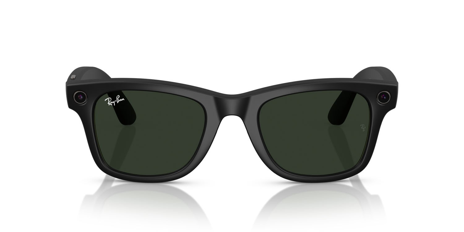 Occhiali da sole Ray-Ban Meta Smart Glasses Wayfarer RW 4006 (601S1M) colore nero forma quadrato lenti trasparente/verde grafite