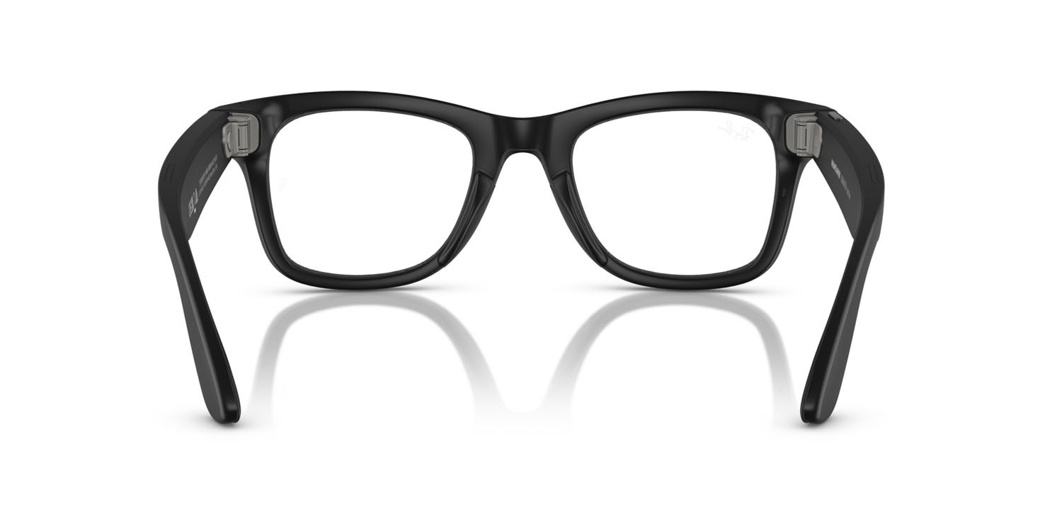Occhiali da sole Ray-Ban Meta Smart Glasses Wayfarer RW 4006 (601S1M) colore nero forma quadrato lenti trasparente/verde grafite