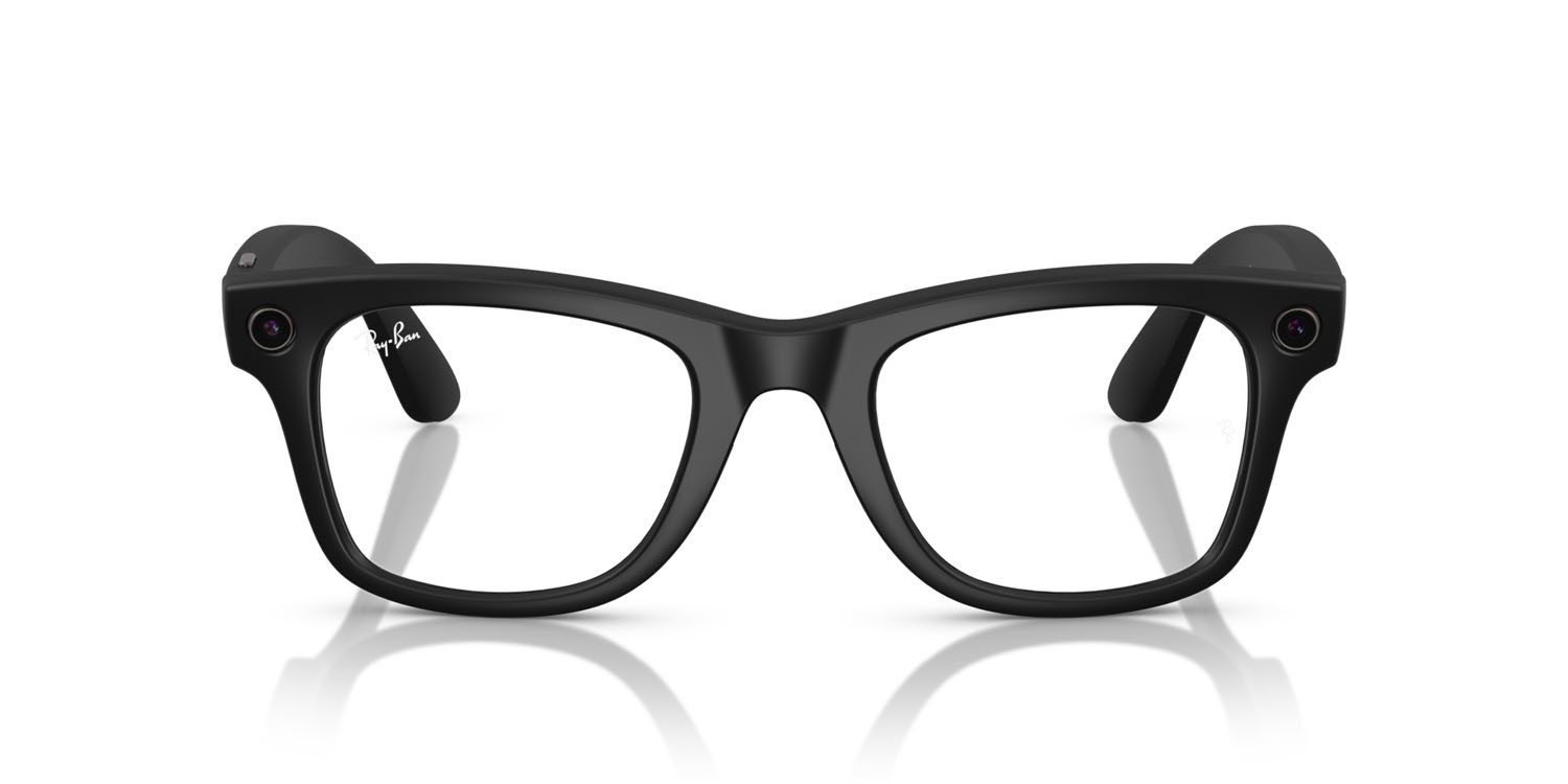 Occhiali da sole Ray-Ban Meta Smart Glasses Wayfarer RW 4006 (601S1M) colore nero forma quadrato lenti trasparente/verde grafite