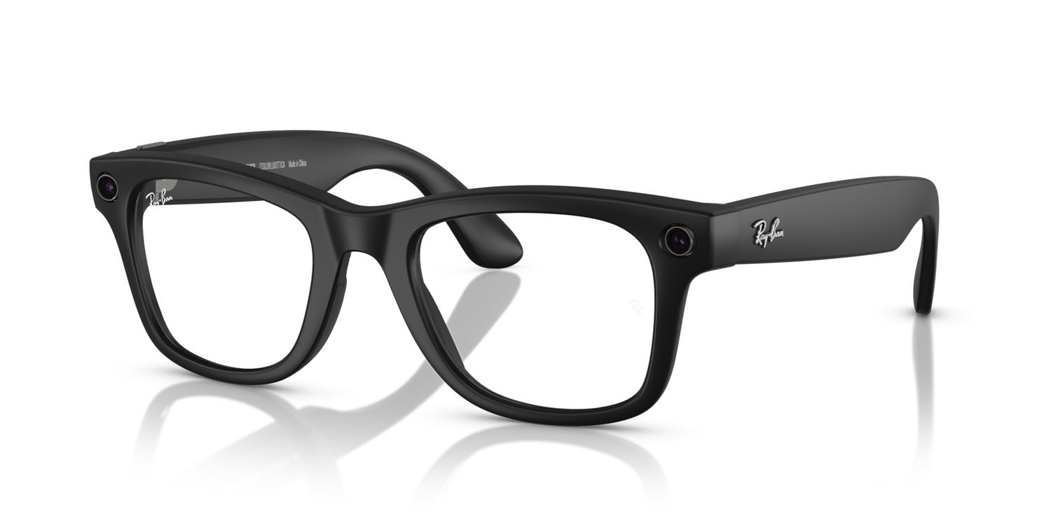 Occhiali da sole Ray-Ban Meta Smart Glasses Wayfarer RW 4006 (601S1M) colore nero forma quadrato lenti trasparente/verde grafite