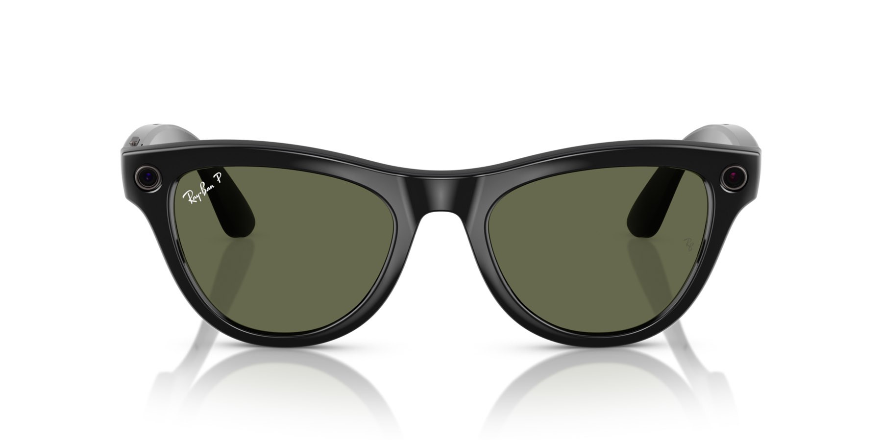 Occhiali da sole Ray-Ban Meta Smart Glasses Skyler RW 4010 (601/9A) colore nero forma cat eye lenti verde