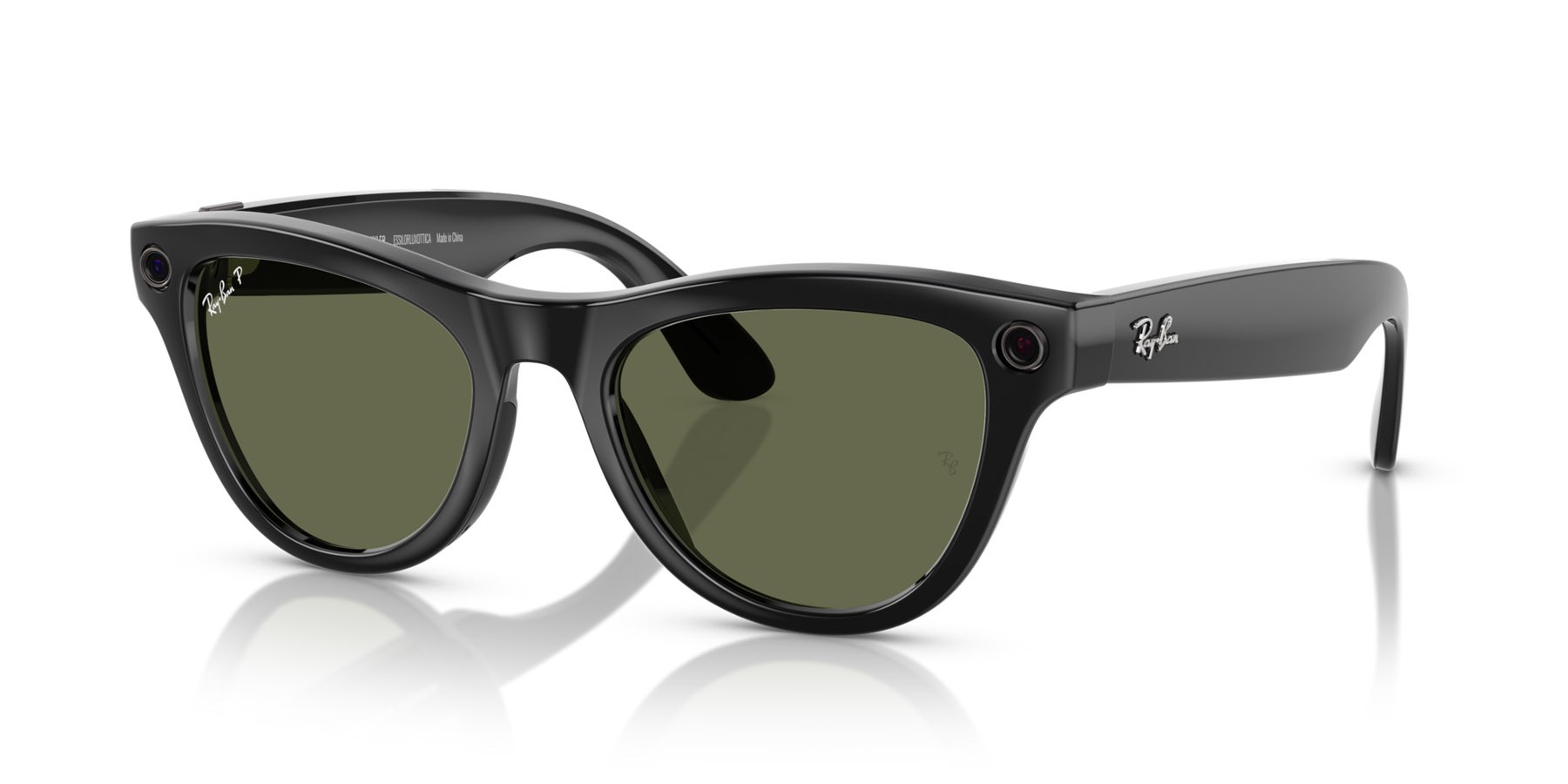 Occhiali da sole Ray-Ban Meta Smart Glasses Skyler RW 4010 (601/9A) colore nero forma cat eye lenti verde