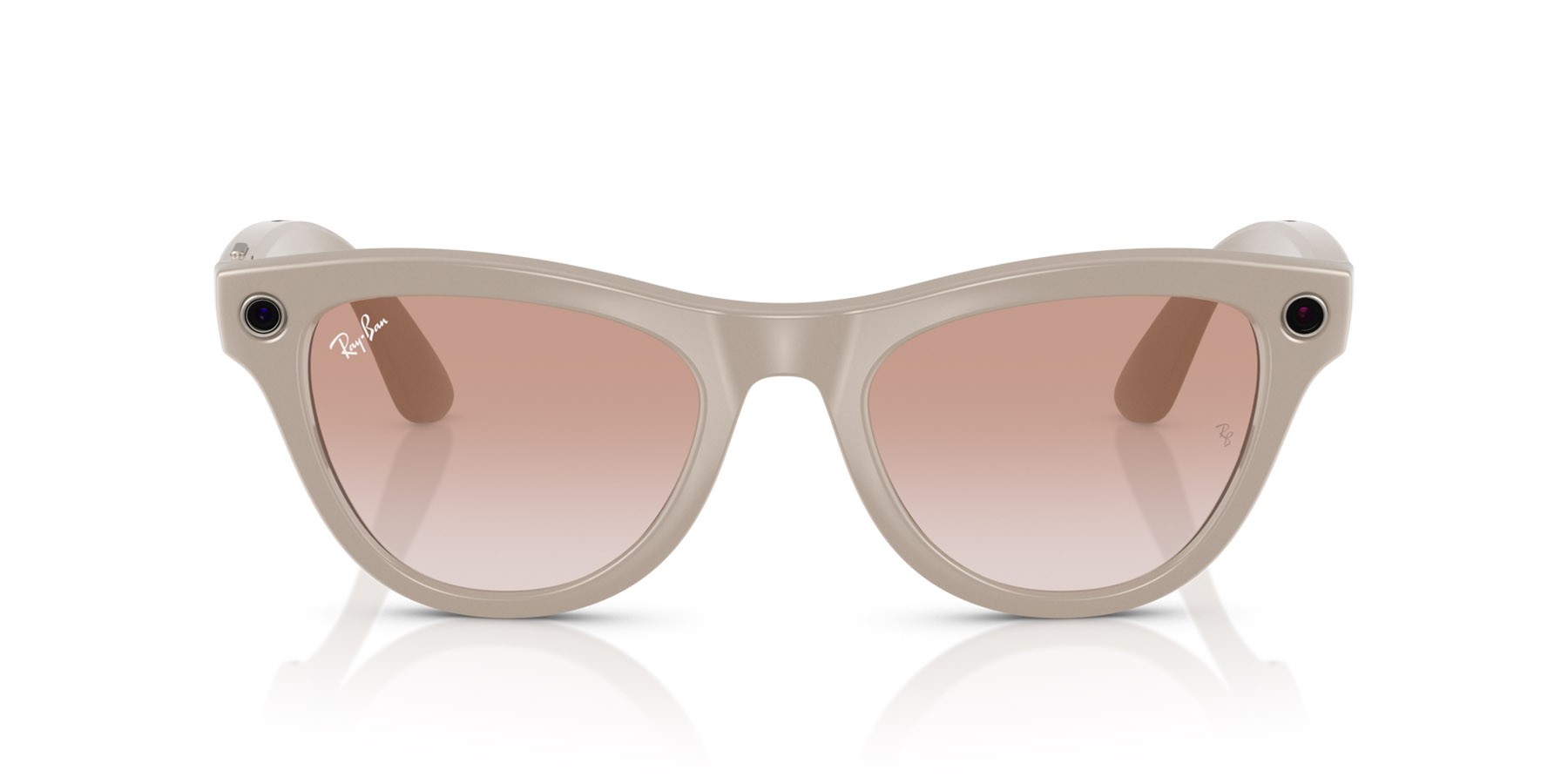 Sonnenbrillen Ray-Ban Meta Smart Glasses Skyler RW 4010 (670013) farbe grigio chiaro form cat-eye gläser rosa cannella