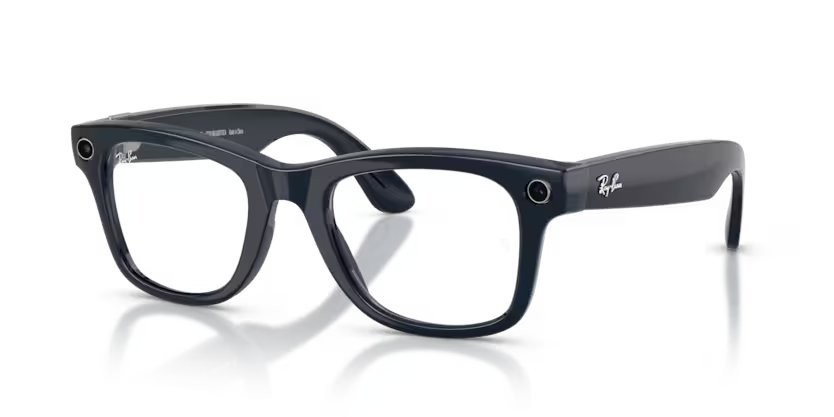 Occhiali da sole Ray-Ban Meta AI Glasses Wayfarer RW 4012 (6628MF) colore blu cosmico forma quadrato lenti trasparente/zaffiro
