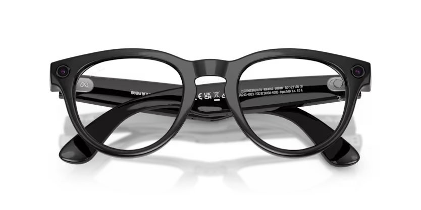 Sunglasses Ray-Ban Meta AI Glasses Headliner RW 4013F (601/MF) color nero shape pantos lenses trasparente/zaffiro