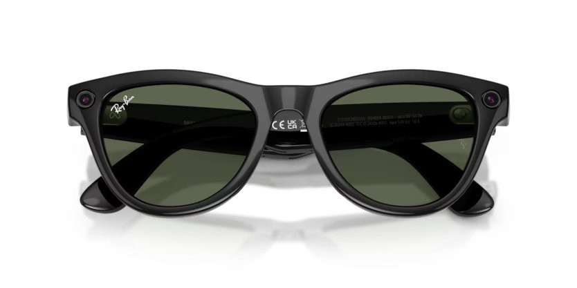 Occhiali da sole Ray-Ban Meta AI Glasses Skyler RW 4014 (601/71) colore nero forma cat eye lenti g-15 verde