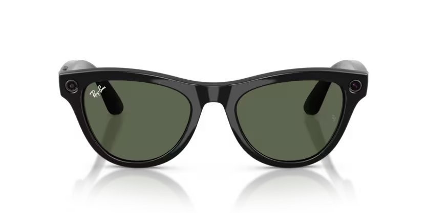 Occhiali da sole Ray-Ban Meta AI Glasses Skyler RW 4014 (601/71) colore nero forma cat eye lenti g-15 verde