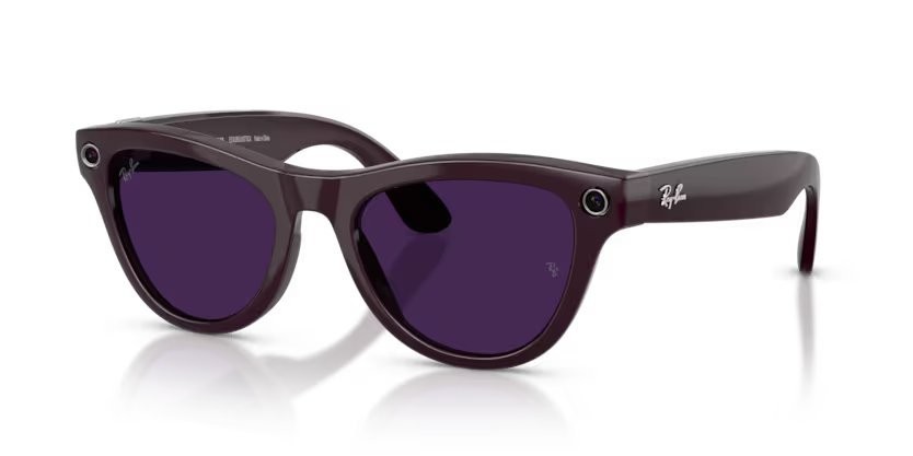 Occhiali da sole Ray-Ban Meta AI Glasses Skyler RW 4014 (6701CH) colore viola mistico forma cat eye lenti trasparente/ametista