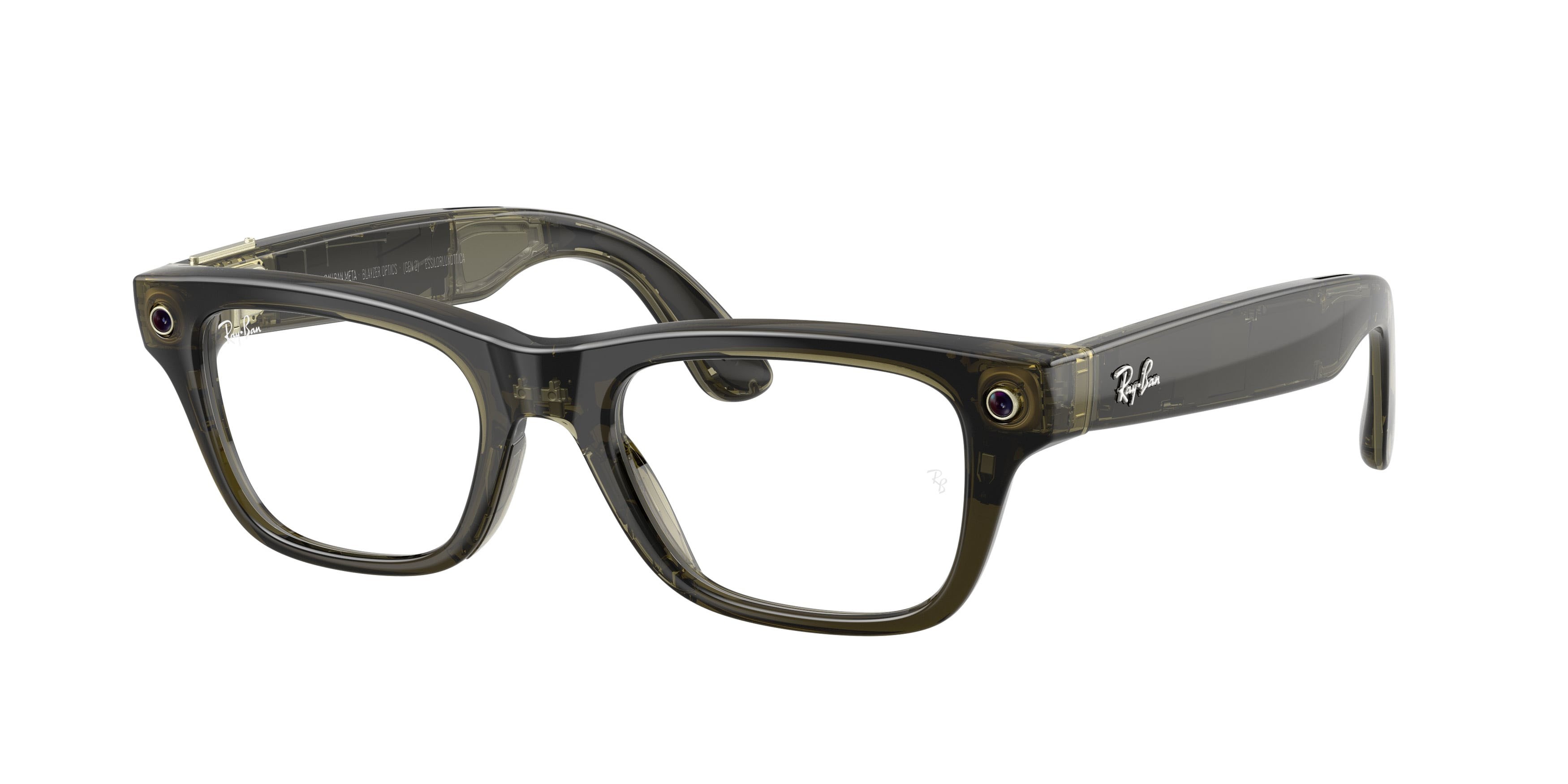 Eyeglasses Ray-Ban Meta AI Glasses Blayzer Optics RW 7001 (8530) color verde oliva scuro trasparente shape rectangle lenses lente demo