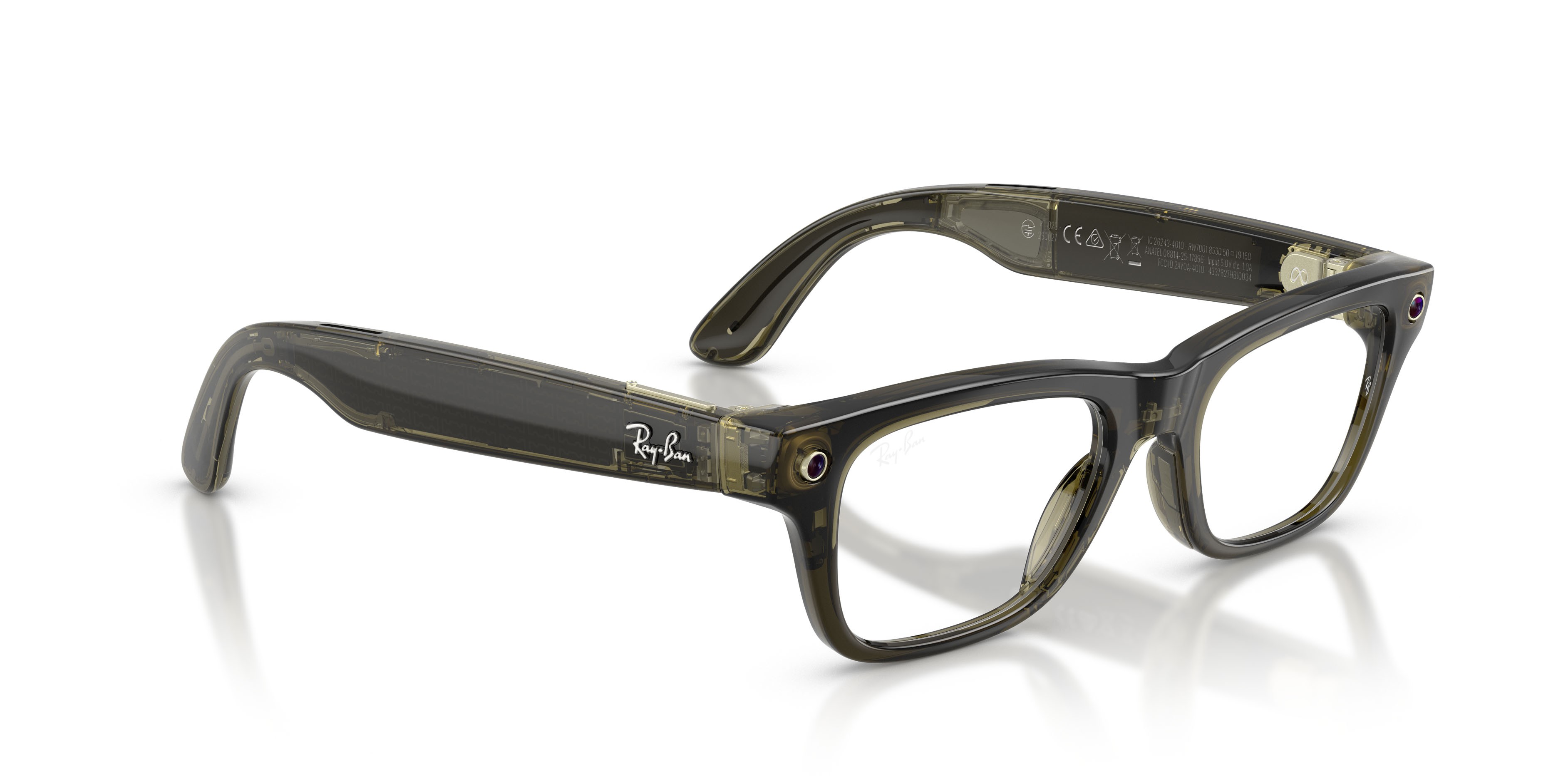 Eyeglasses Ray-Ban Meta AI Glasses Blayzer Optics RW 7001 (8530) color verde oliva scuro trasparente shape rectangle lenses lente demo