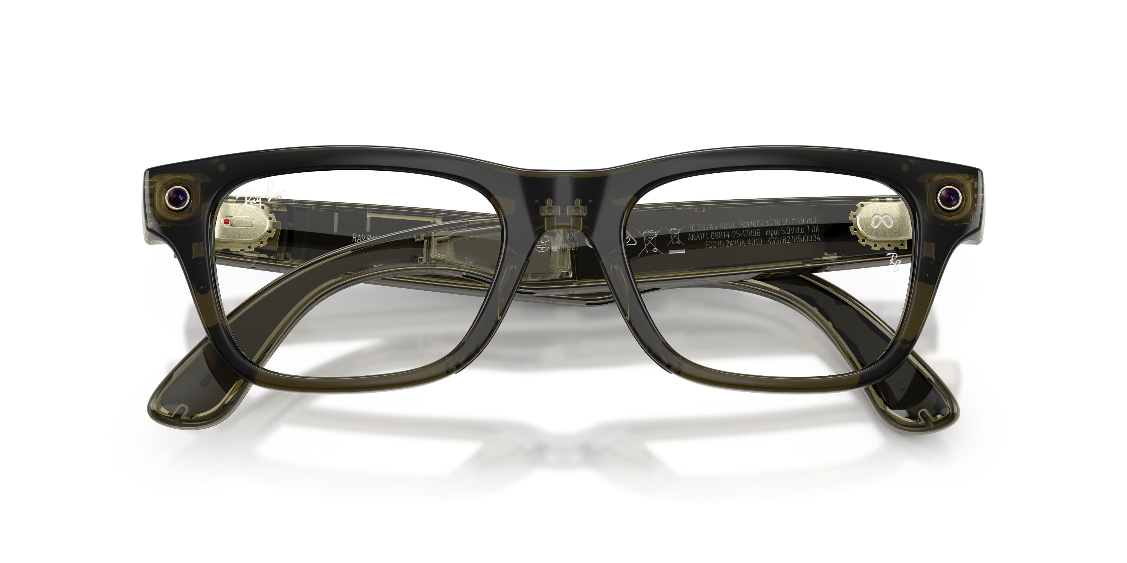 Eyeglasses Ray-Ban Meta AI Glasses Blayzer Optics RW 7001 (8530) color verde oliva scuro trasparente shape rectangle lenses lente demo