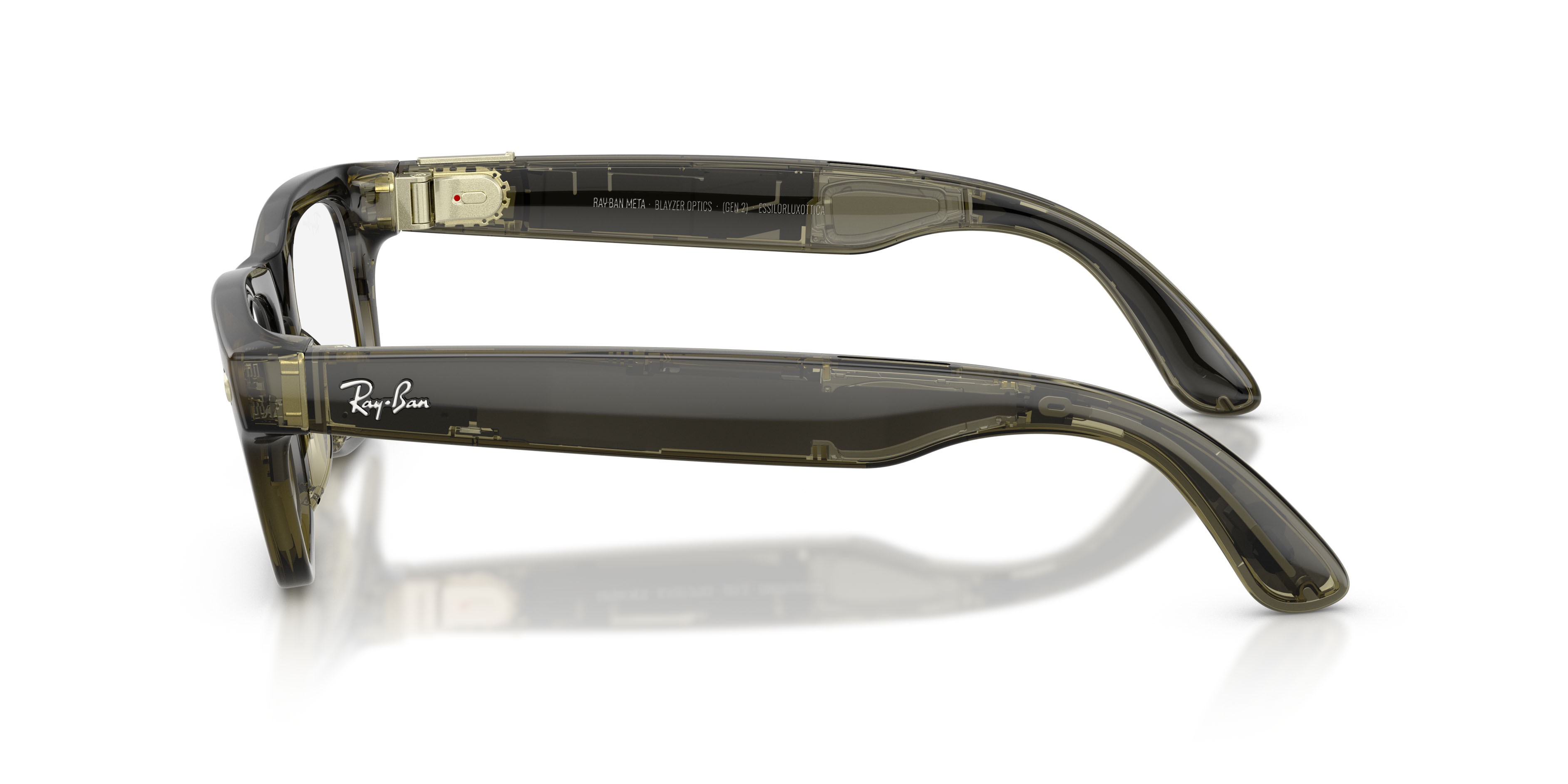 Eyeglasses Ray-Ban Meta AI Glasses Blayzer Optics RW 7001 (8530) color verde oliva scuro trasparente shape rectangle lenses lente demo