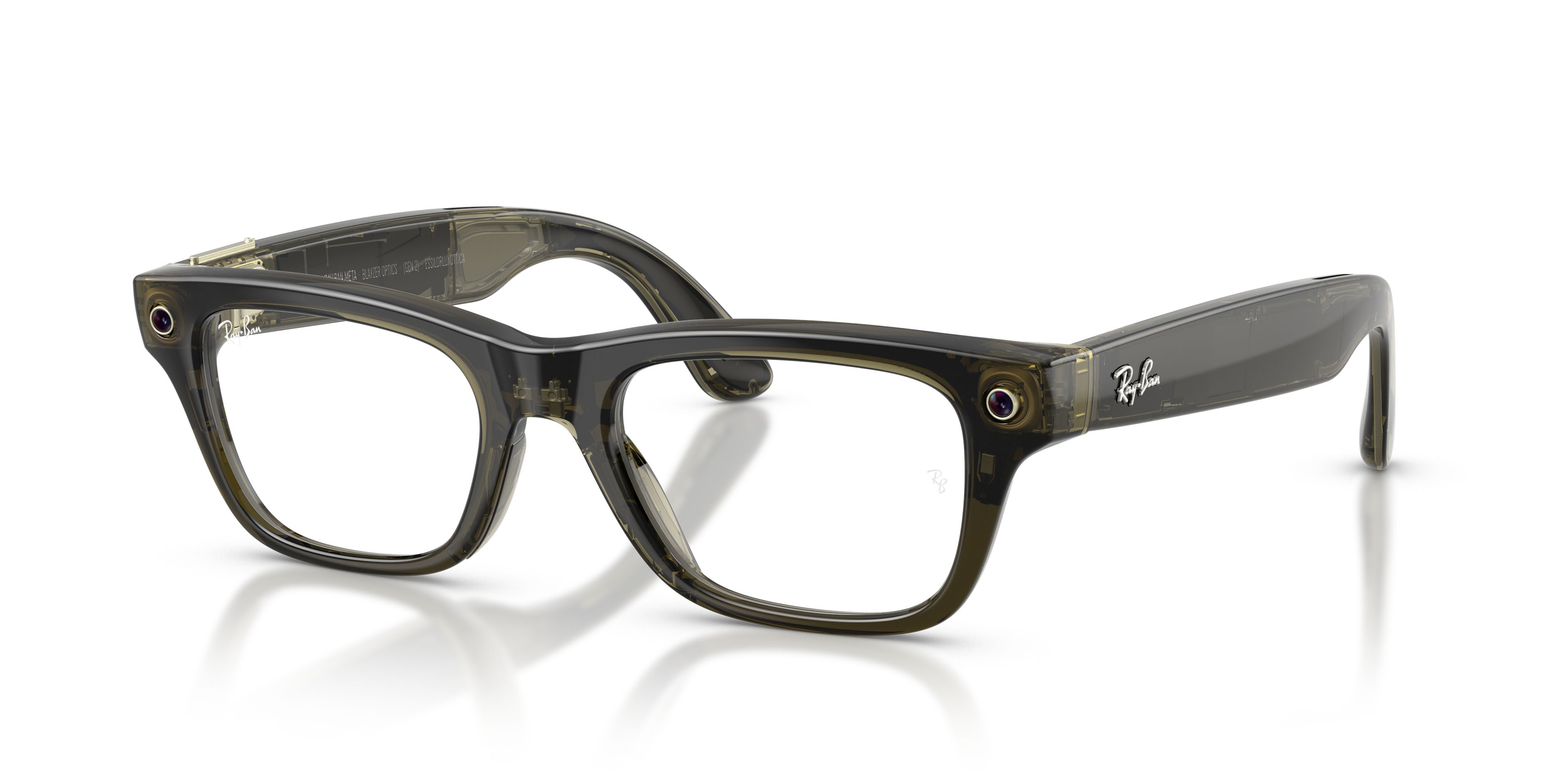 Eyeglasses Ray-Ban Meta AI Glasses Blayzer Optics RW 7001 (8530) color verde oliva scuro trasparente shape rectangle lenses lente demo