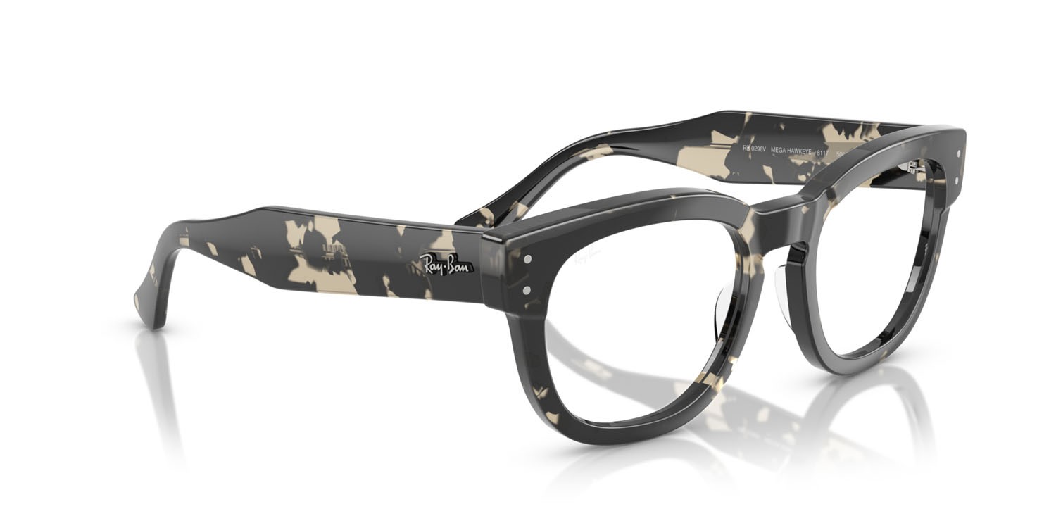 Occhiali da vista Ray-Ban Mega Hawkeye RX 0298V (8117) - RB 0298V 8117 colore havana grigio forma quadrato lenti trasparente