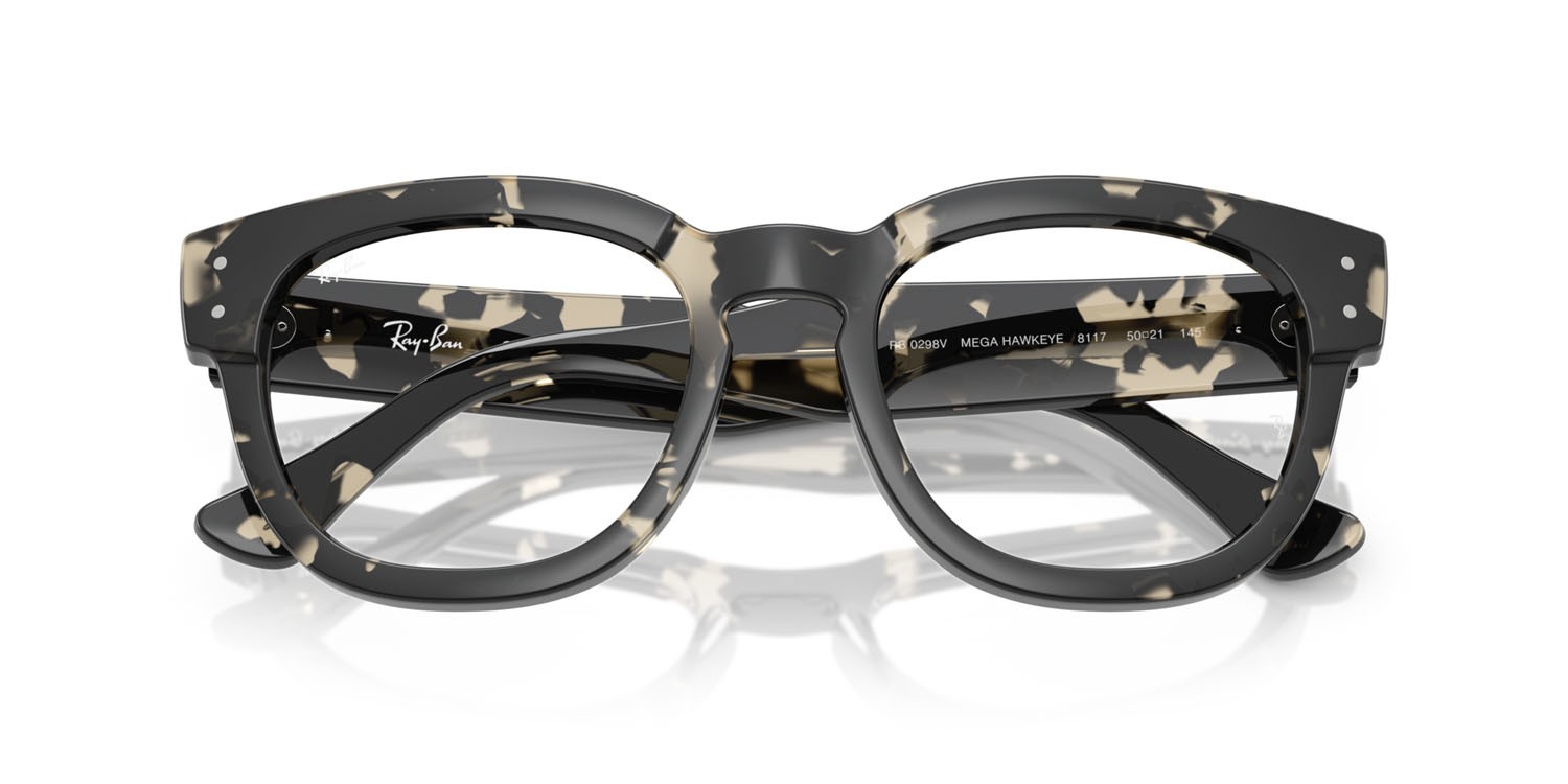 Occhiali da vista Ray-Ban Mega Hawkeye RX 0298V (8117) - RB 0298V 8117 colore havana grigio forma quadrato lenti trasparente