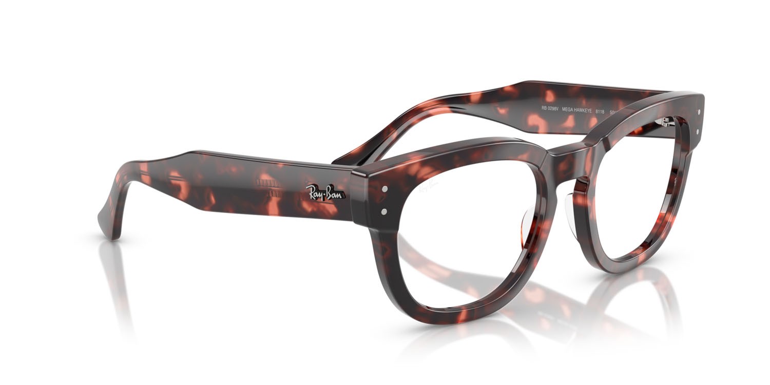 Occhiali da vista Ray-Ban Mega Hawkeye RX 0298V (8118) - RB 0298V 8118 colore havana rosa forma quadrato lenti trasparente