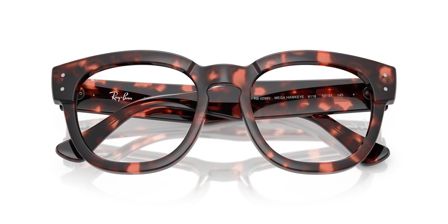 Occhiali da vista Ray-Ban Mega Hawkeye RX 0298V (8118) - RB 0298V 8118 colore havana rosa forma quadrato lenti trasparente