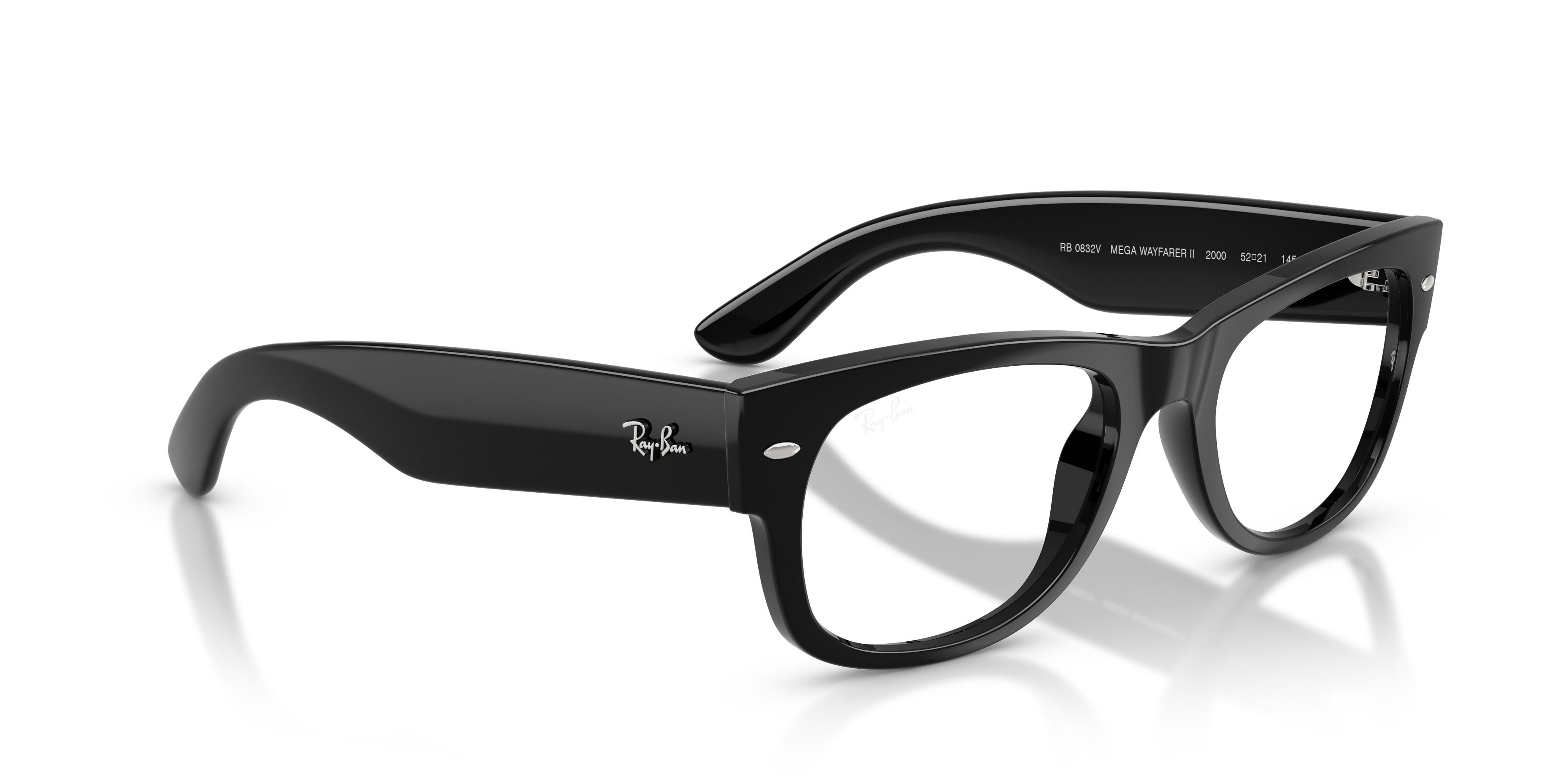 Occhiali da vista Ray-Ban Mega Wayfarer II RX 0832V (2000) - RB 0832V 2000 colore nero forma quadrato lenti trasparente