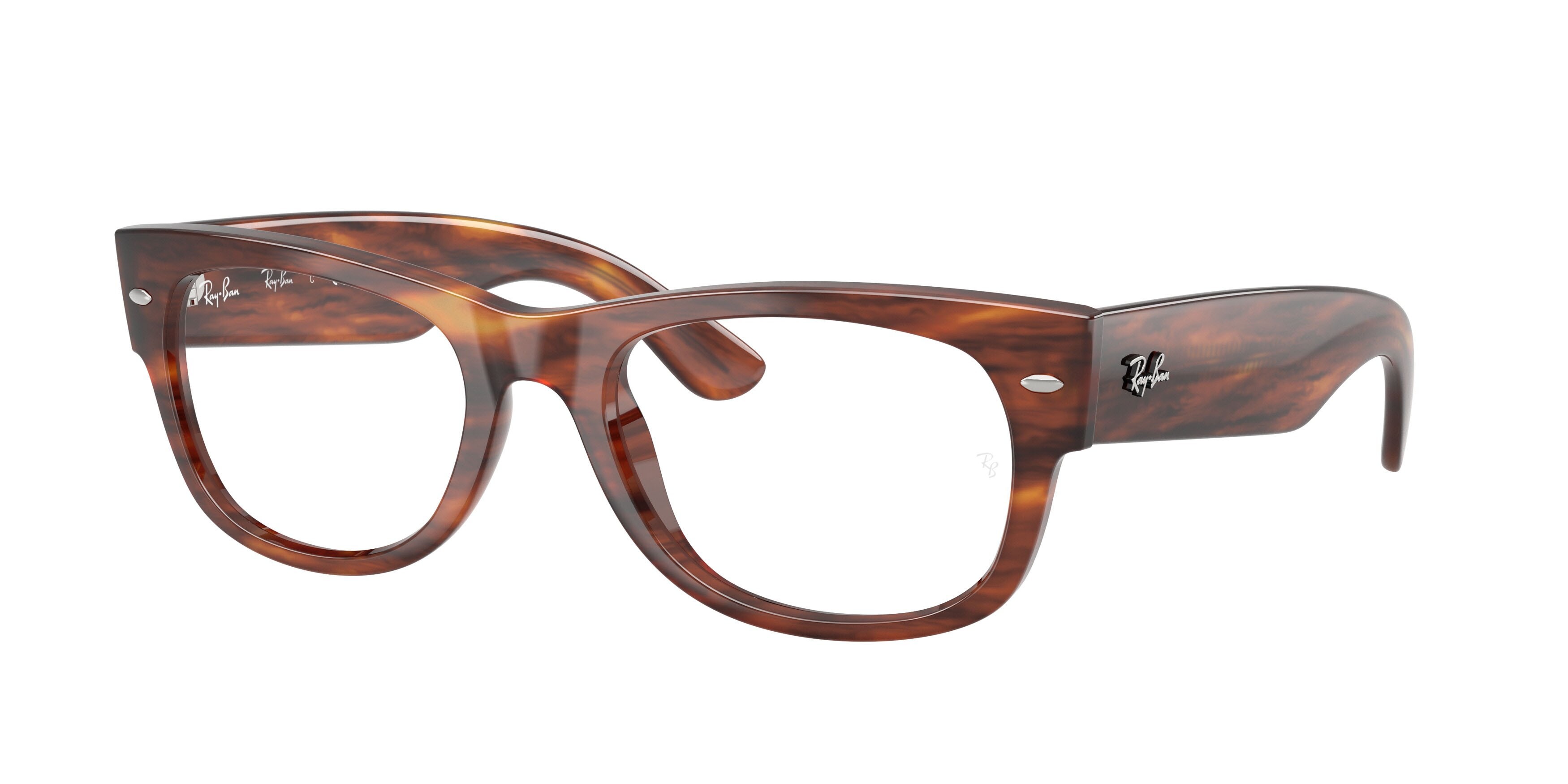 Occhiali da vista Ray-Ban Mega Wayfarer II RX 0832V (2144) - RB 0832V 2144 colore striato havana forma quadrato lenti trasparente