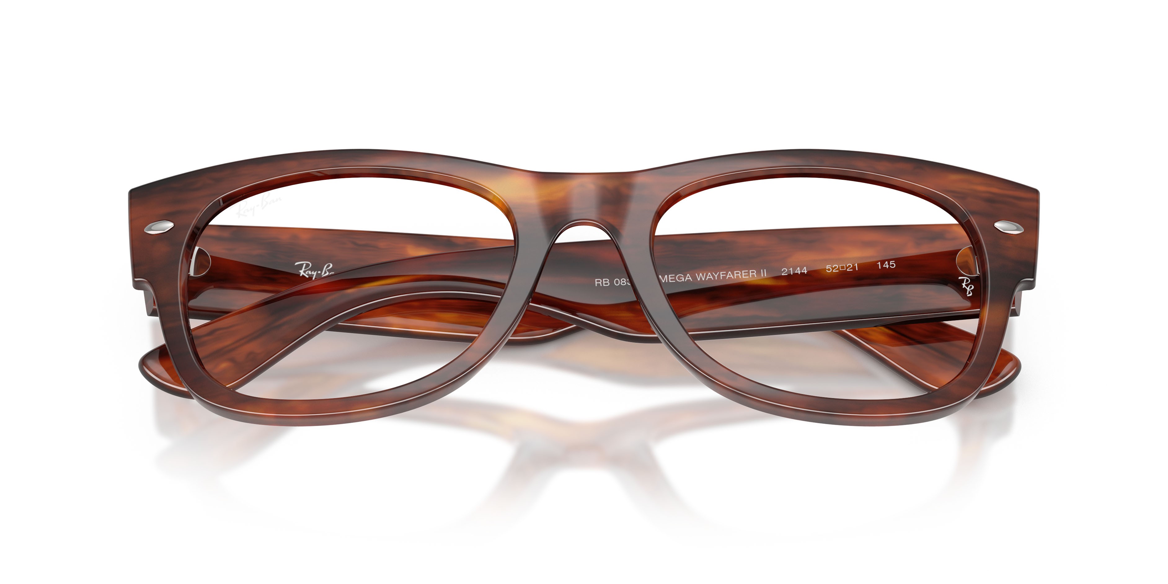 Occhiali da vista Ray-Ban Mega Wayfarer II RX 0832V (2144) - RB 0832V 2144 colore striato havana forma quadrato lenti trasparente