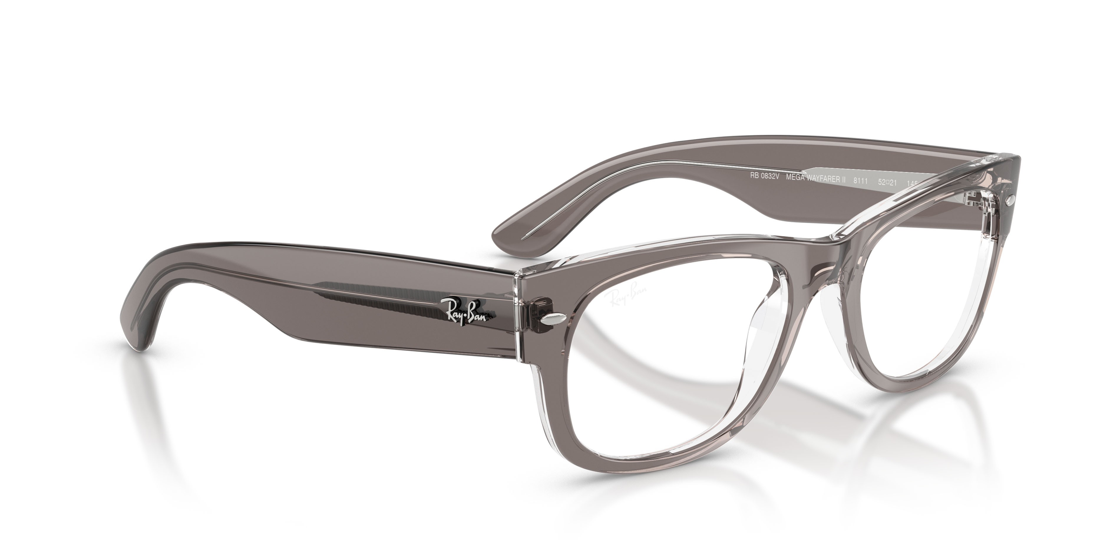 Occhiali da vista Ray-Ban Mega Wayfarer II RX 0832V (8111) - RB 0832V 8111 colore grigio trasparente forma quadrato lenti trasparente