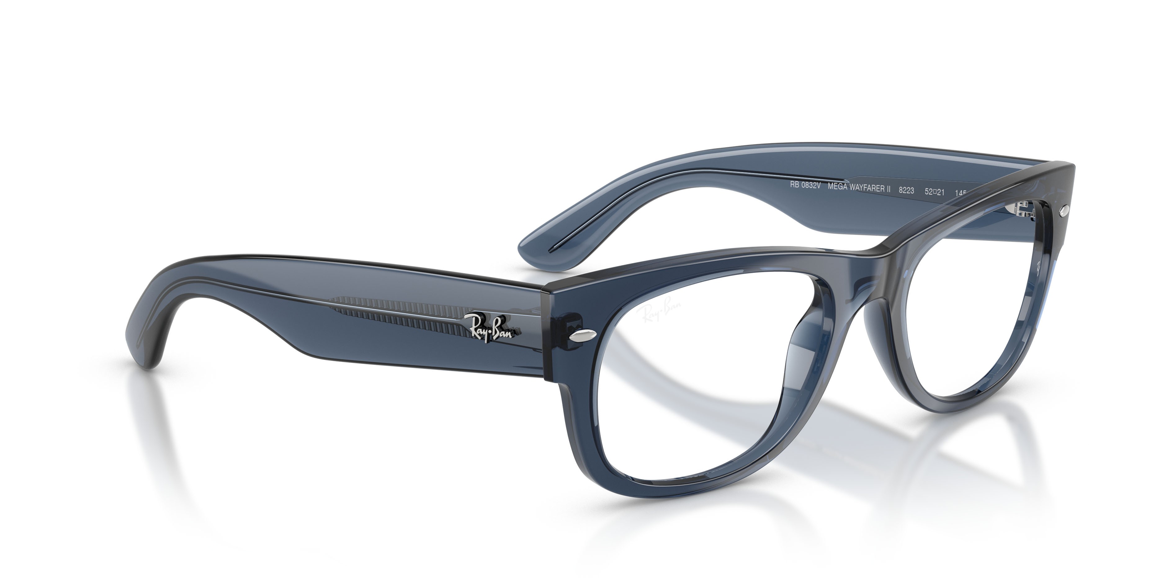 Occhiali da vista Ray-Ban Mega Wayfarer II RX 0832V (8223) - RB 0832V 8223 colore blu scuro forma quadrato lenti trasparente