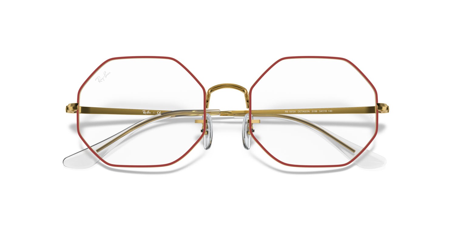 Brillen Ray-Ban Octagon RX 1972V (3106) - RB 1972V 3106 farbe rosso form rechteckig gläser trasparente