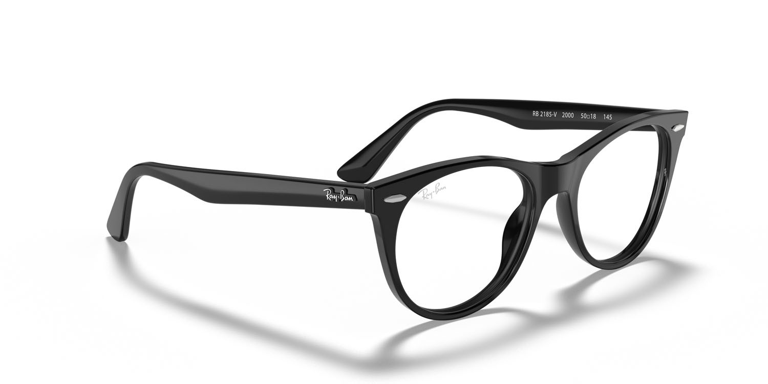 Occhiali da vista Ray-Ban Wayfarer II RX 2185V (2000) - RB 2185V 2000 colore nero forma pantos lenti trasparente
