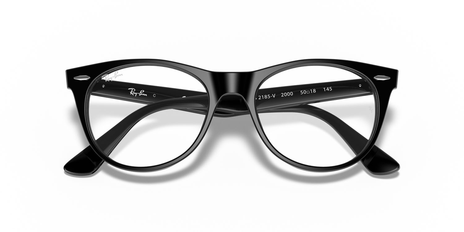 Occhiali da vista Ray-Ban Wayfarer II RX 2185V (2000) - RB 2185V 2000 colore nero forma pantos lenti trasparente