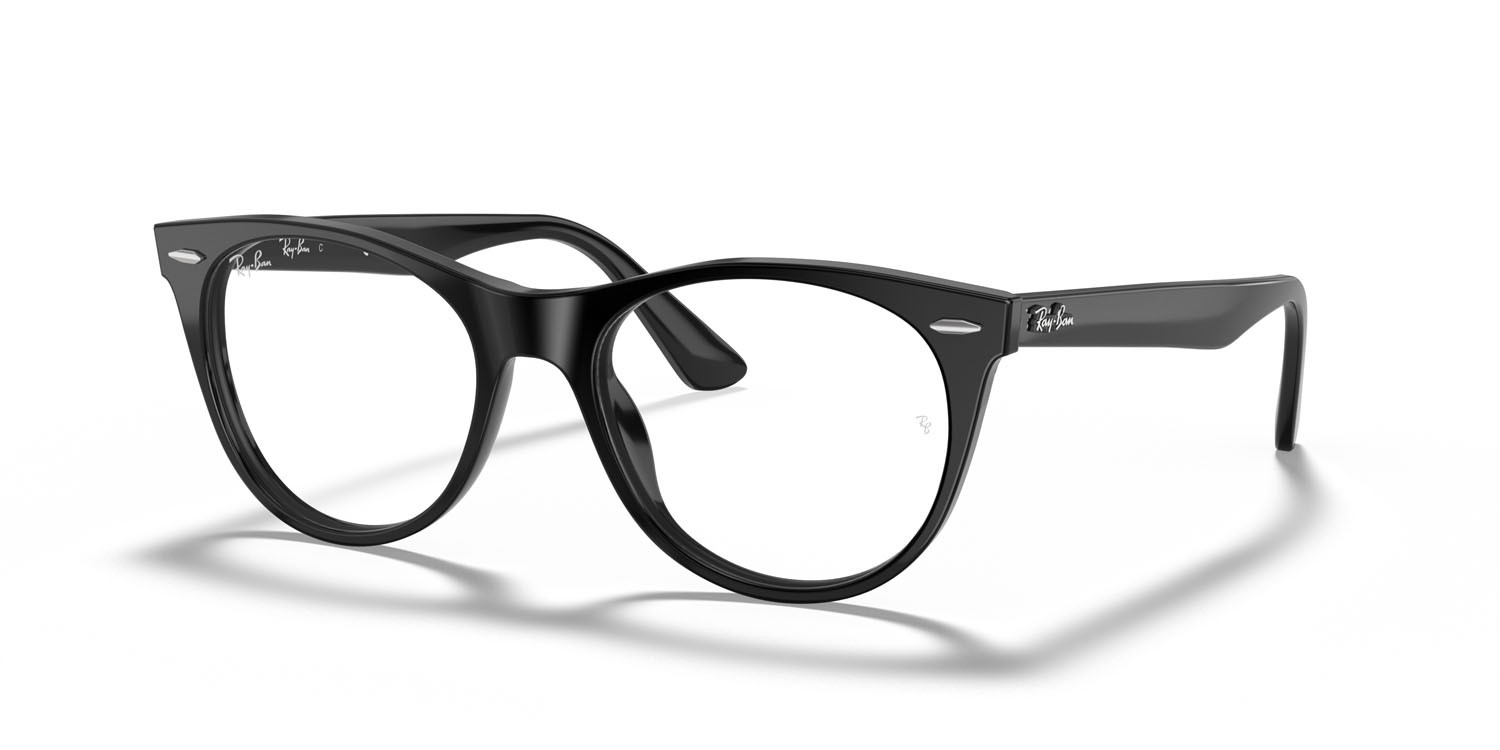 Occhiali da vista Ray-Ban Wayfarer II RX 2185V (2000) - RB 2185V 2000 colore nero forma pantos lenti trasparente