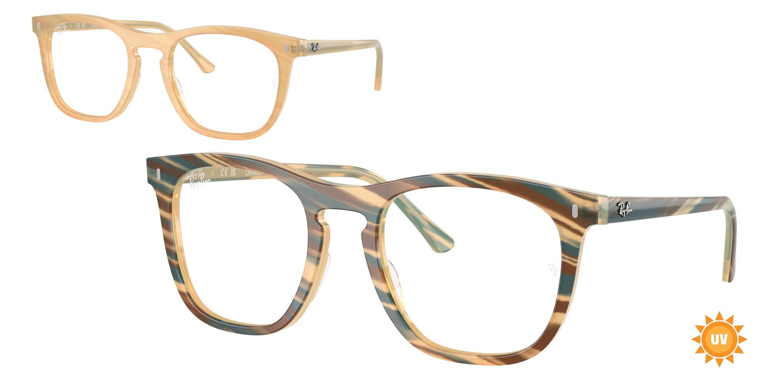 Occhiali da vista Ray-Ban Change RX 2210V (8383) - RB 2210V 8383 colore fotocromatiche marroni a righe forma quadrato lenti trasparente