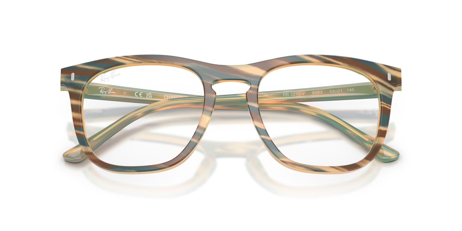 Occhiali da vista Ray-Ban Change RX 2210V (8383) - RB 2210V 8383 colore fotocromatiche marroni a righe forma quadrato lenti trasparente