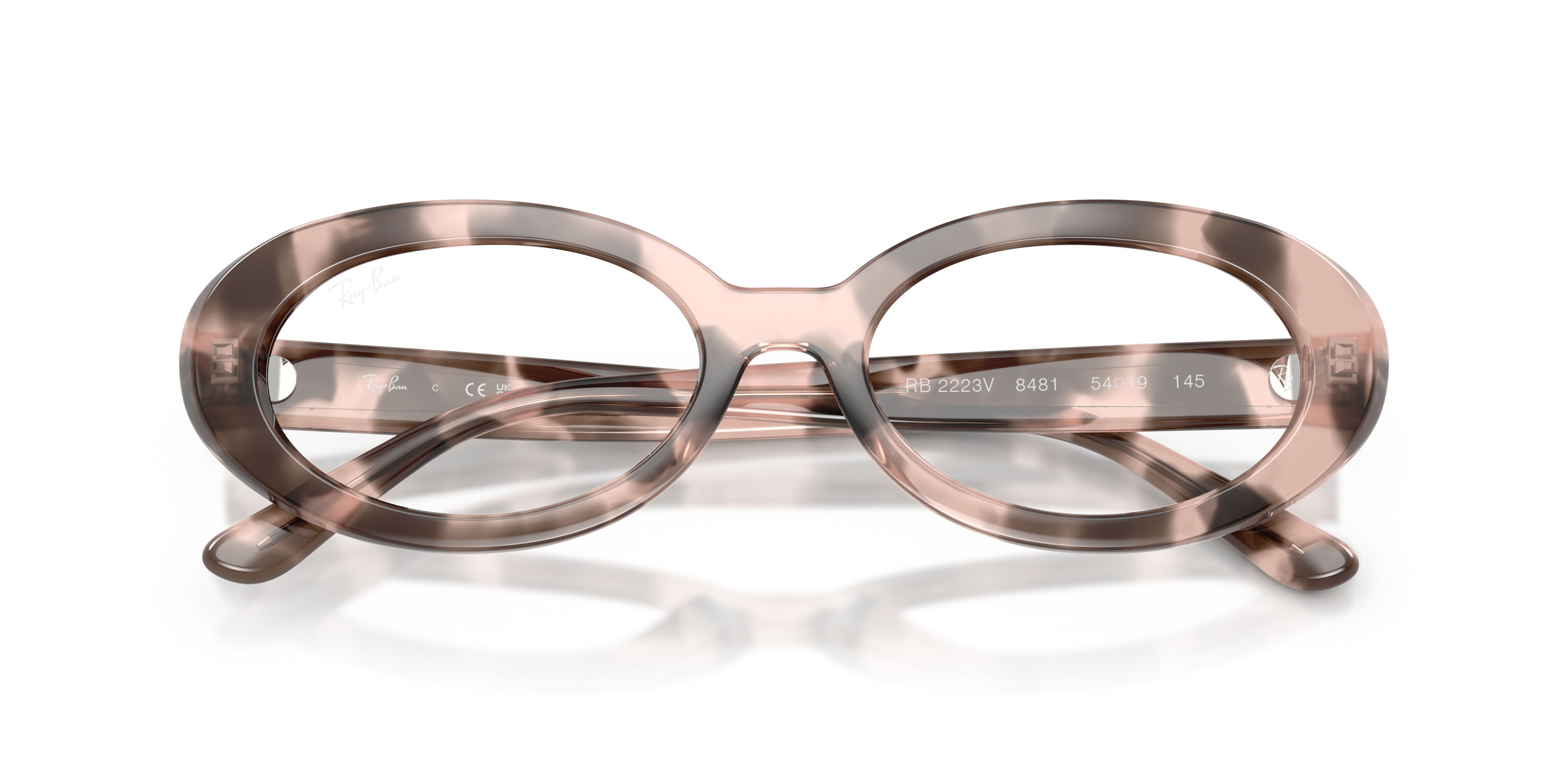 Eyeglasses Ray-Ban RX 2223V (8481) - RB 2223V 8481 color opale rosa avana shape oval lenses trasparente
