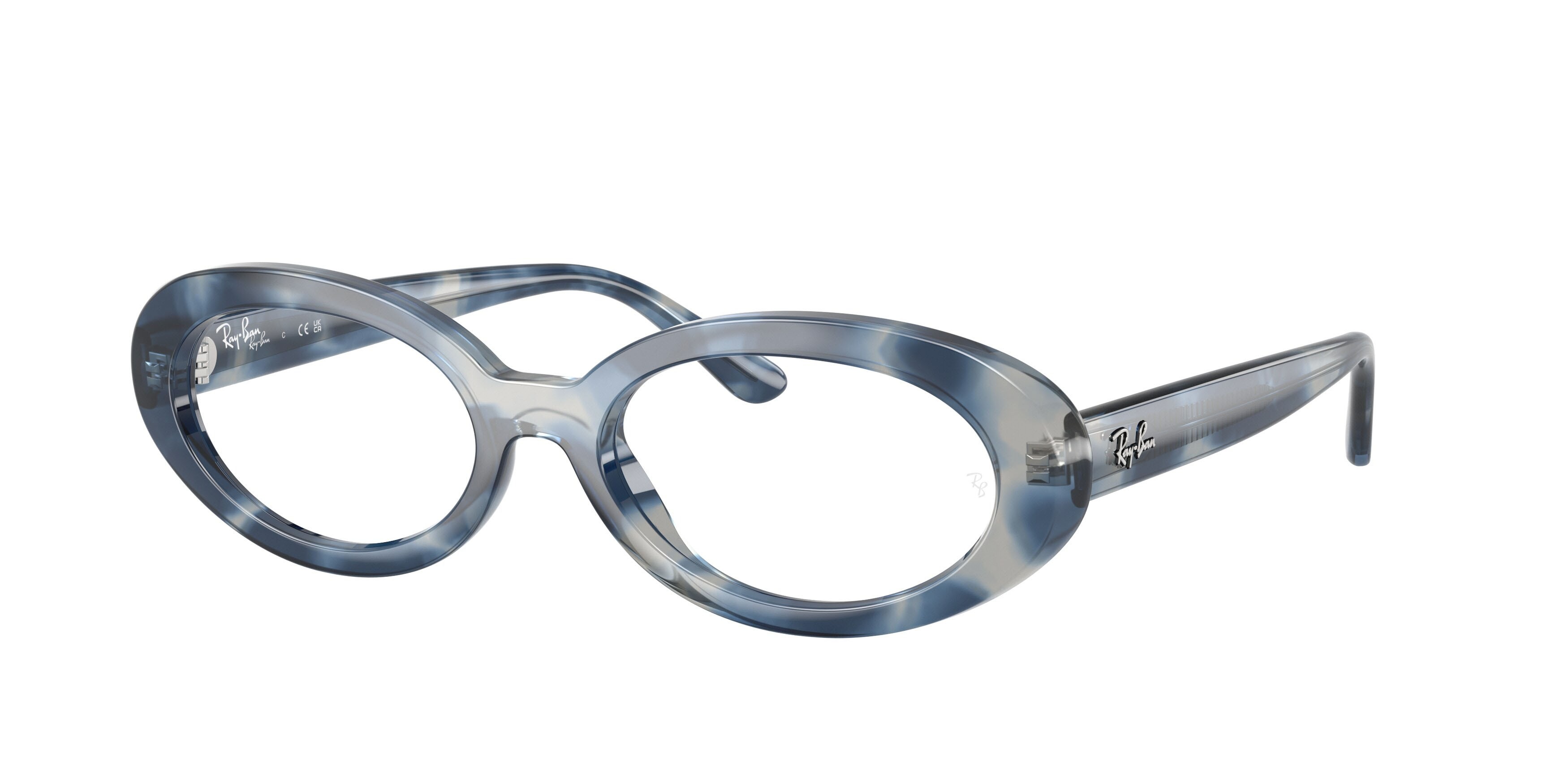 Eyeglasses Ray-Ban RX 2223V (8482) - RB 2223V 8482 color opal blue havana shape oval lenses trasparente