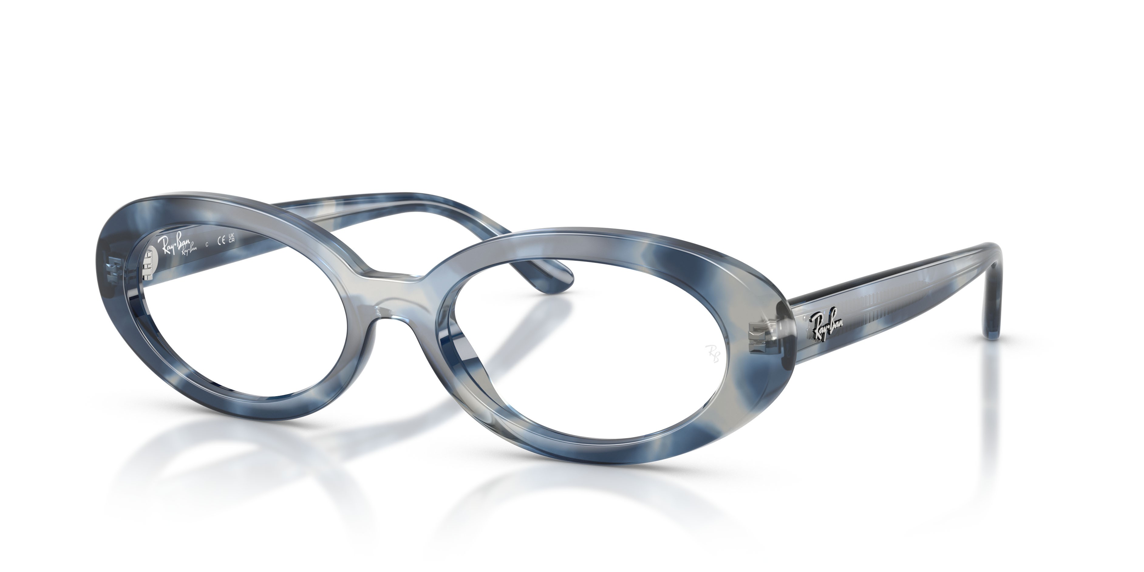 Eyeglasses Ray-Ban RX 2223V (8482) - RB 2223V 8482 color opal blue havana shape oval lenses trasparente