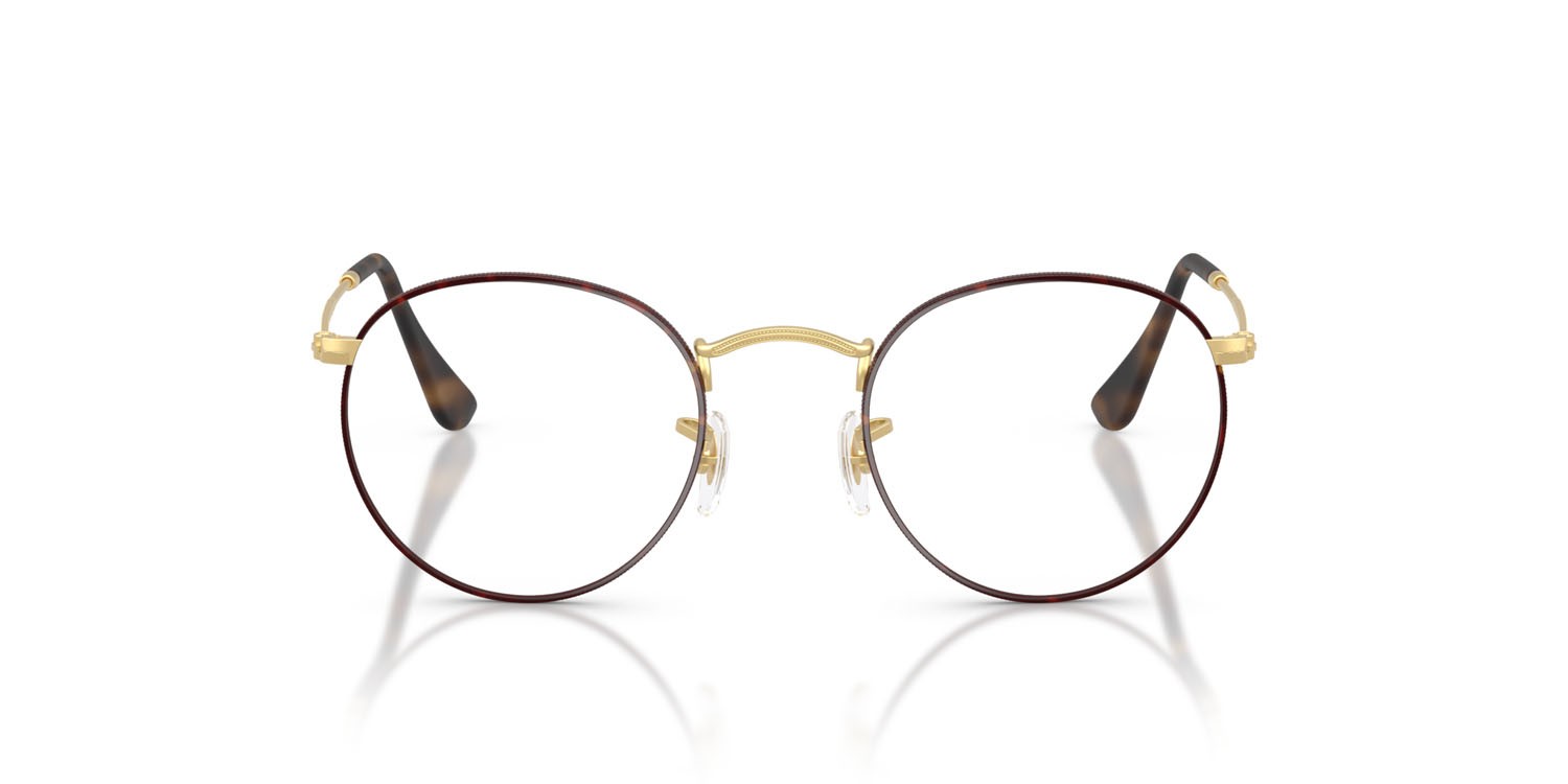 Brillen Ray-Ban Round Metal RX 3447V (3188) - RB 3447V 3188 farbe havana opaco su oro arista opaco form rund gläser trasparente
